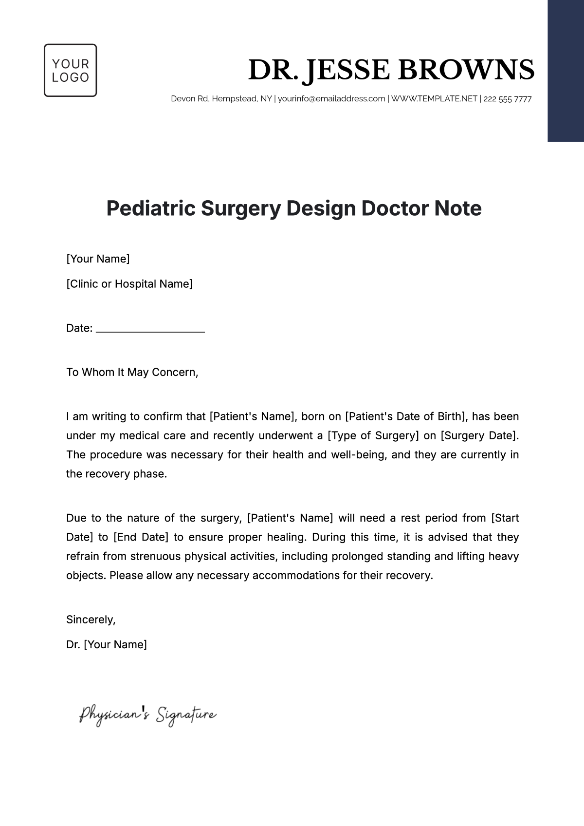 Free Doctor s Note For Dentist Template To Edit Online