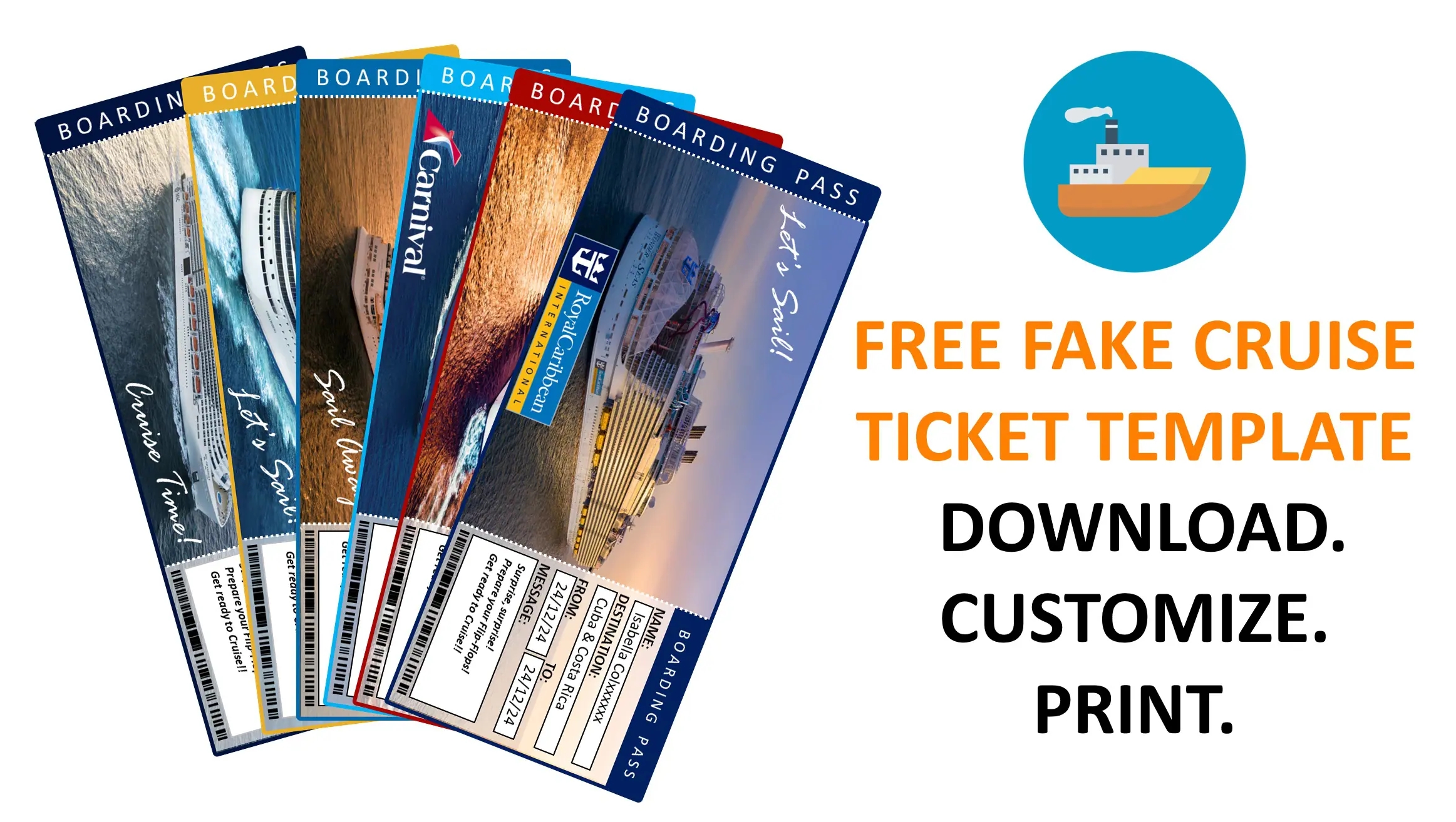 Free Editable/Printable Cruise Boarding Pass Template