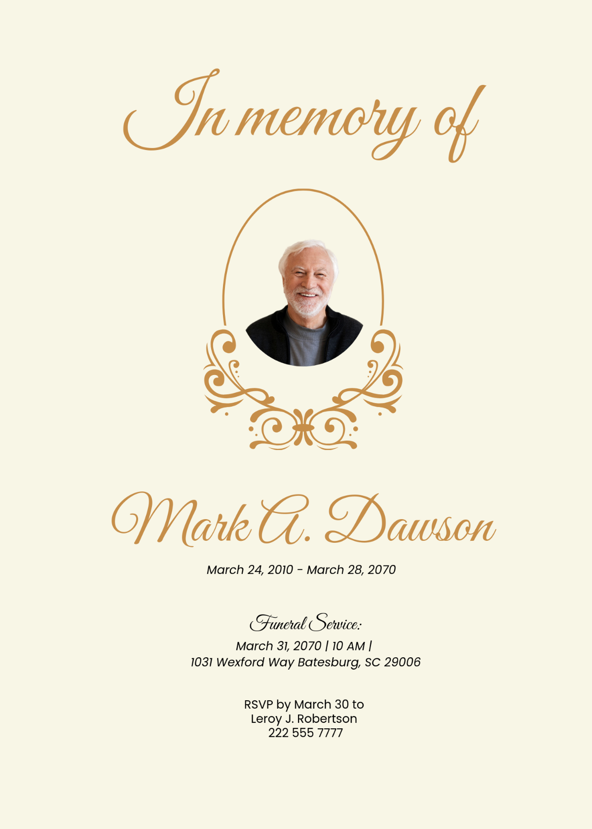 Free Funeral Template To Edit Online