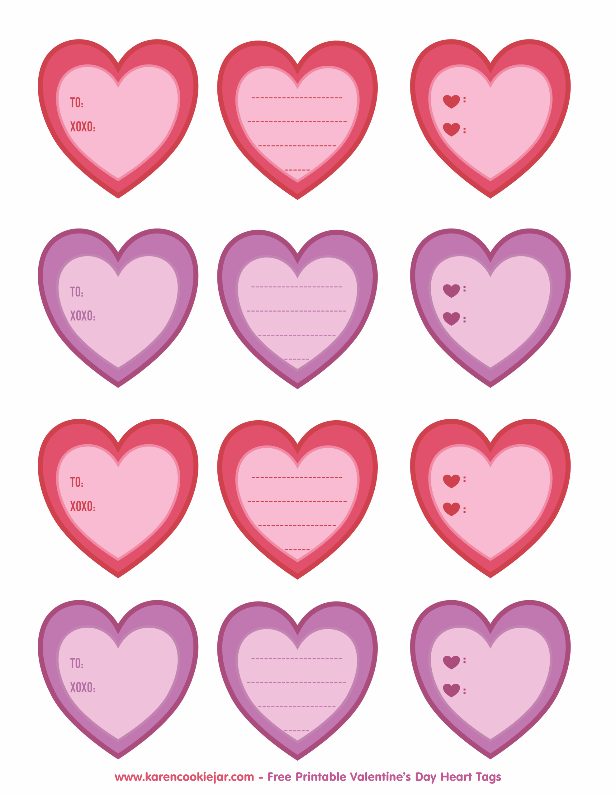 Free Editable Printable Heart Tags