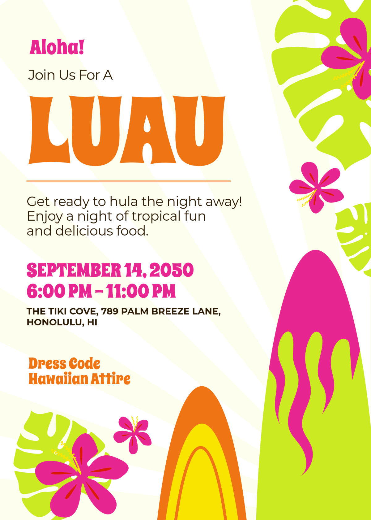 Freehawaiian Party Invitations Editable Printable