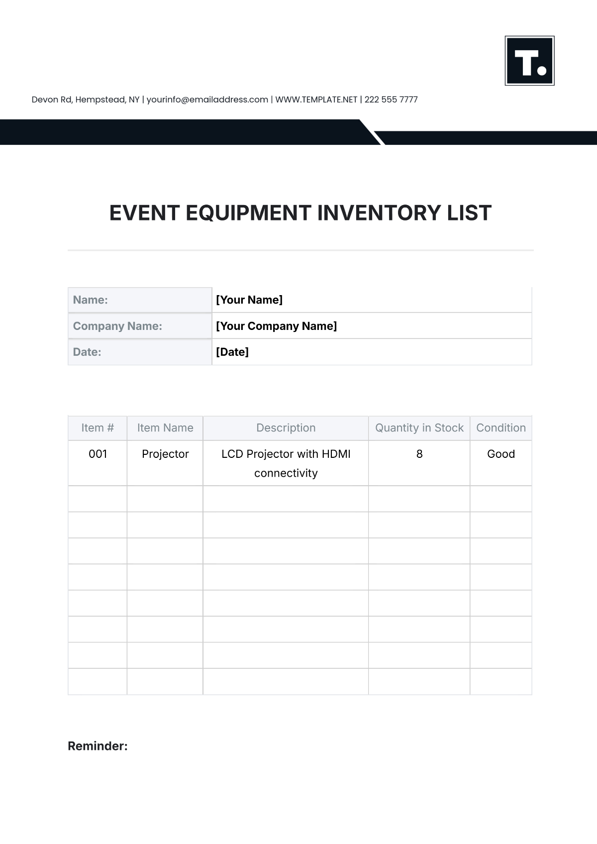 Free Blank Printable Edit Inventory Sheet