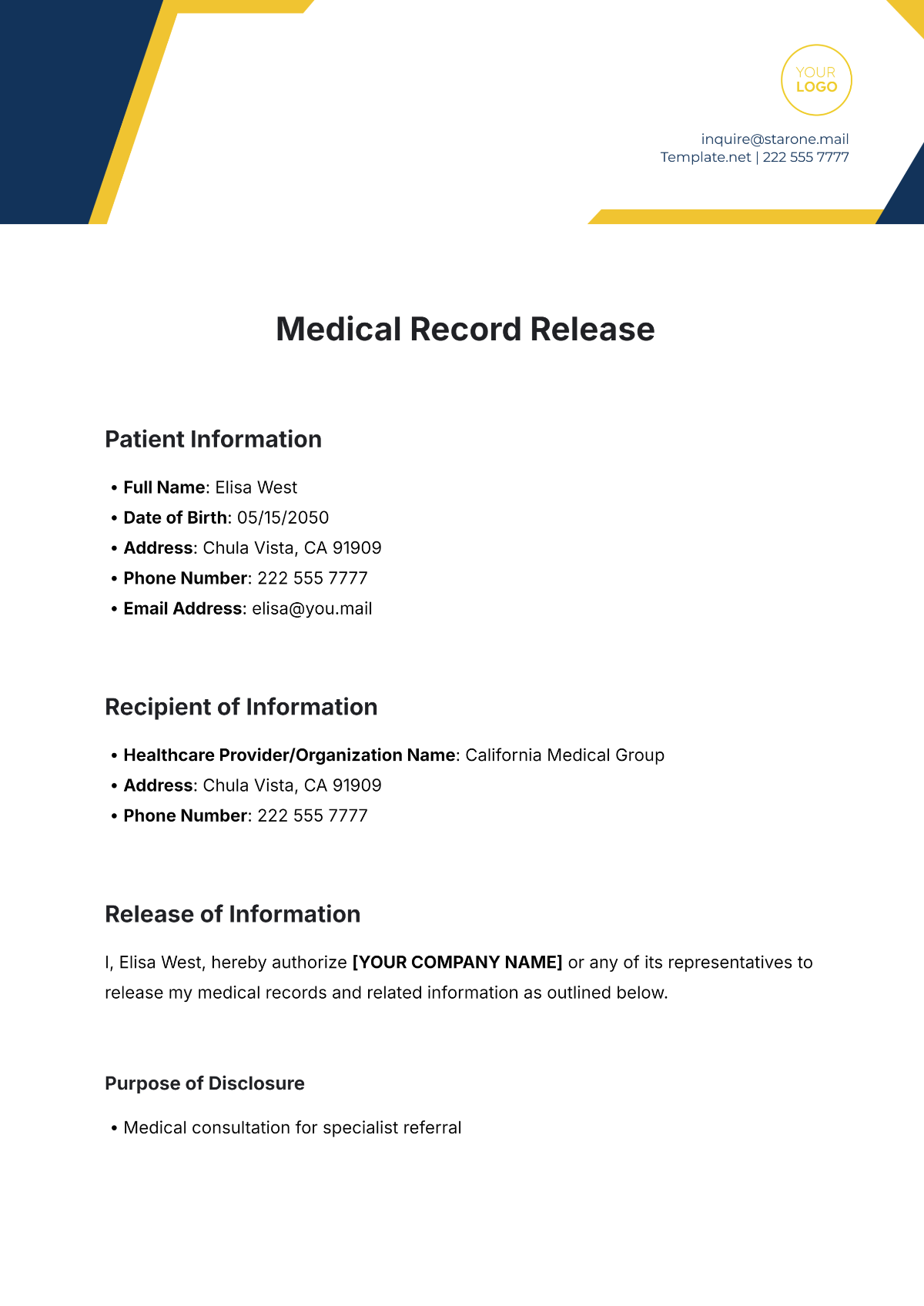 Free Medical Record Templates To Edit Online
