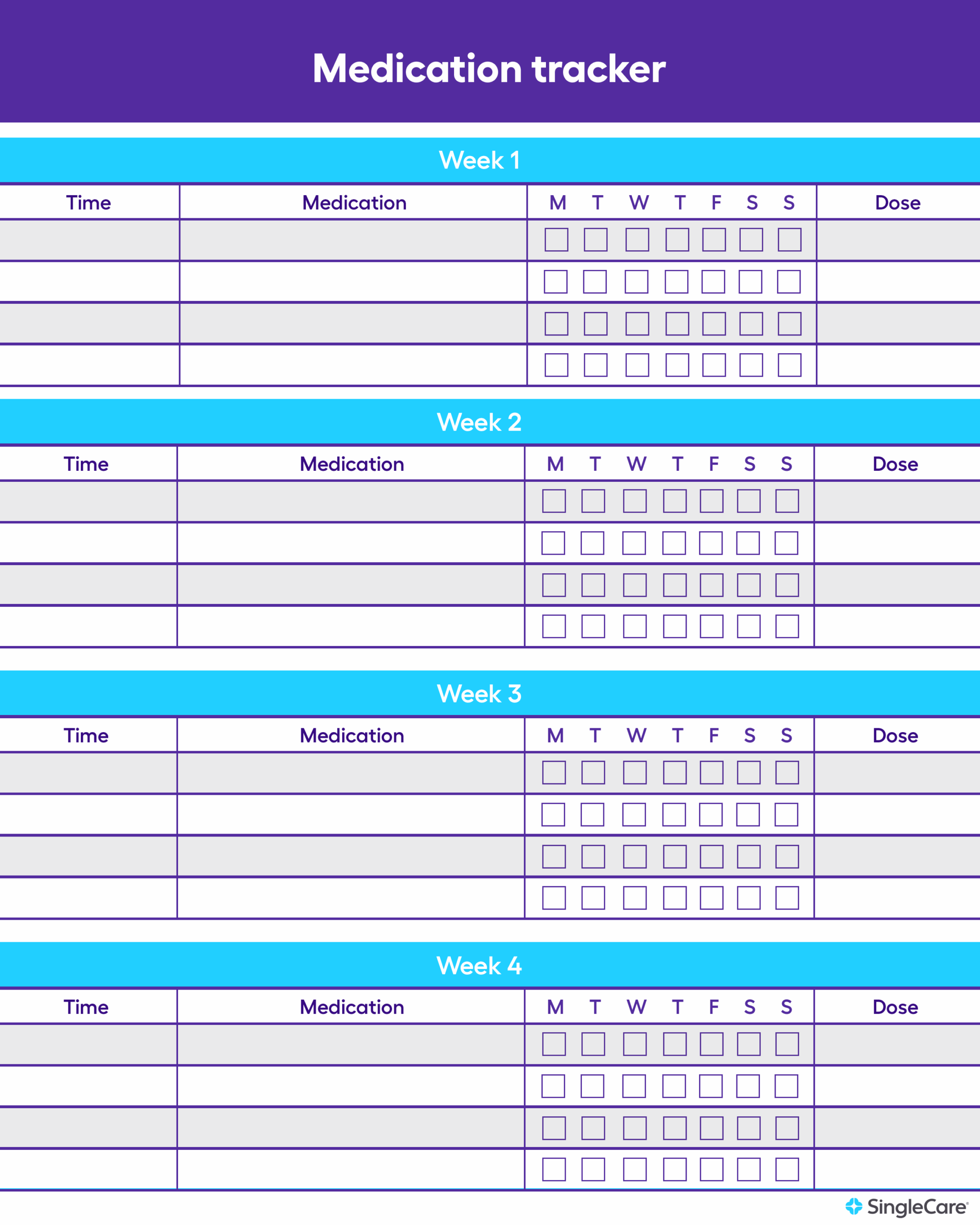 Printable Editable Template For Daily Medication Tracking