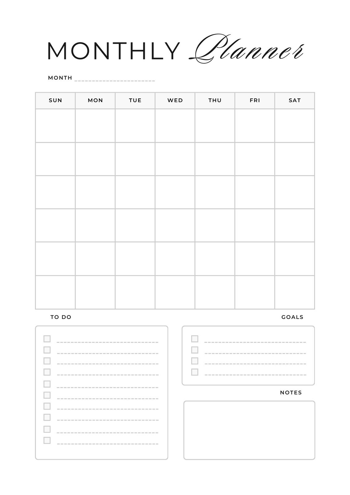 Editable Calendar Planner Printable