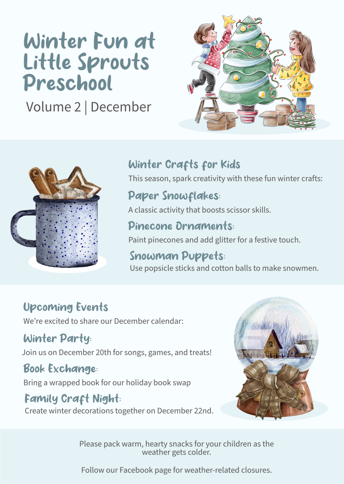 Free Preschool Winter Newsletter Template To Edit Online