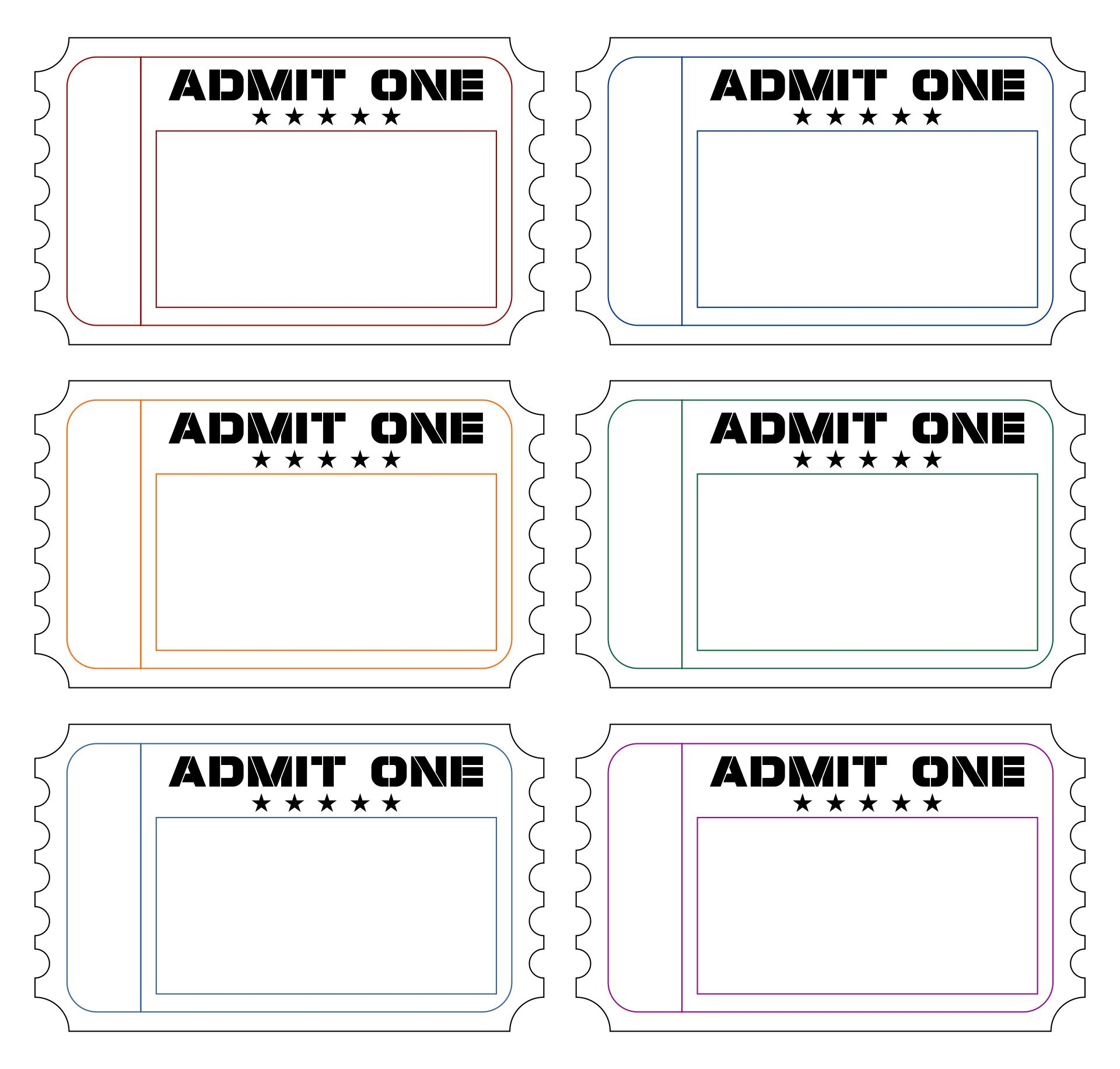 Free Printable Admit One Ticket Templates Blank Downloadable PDFs Worksheets Library