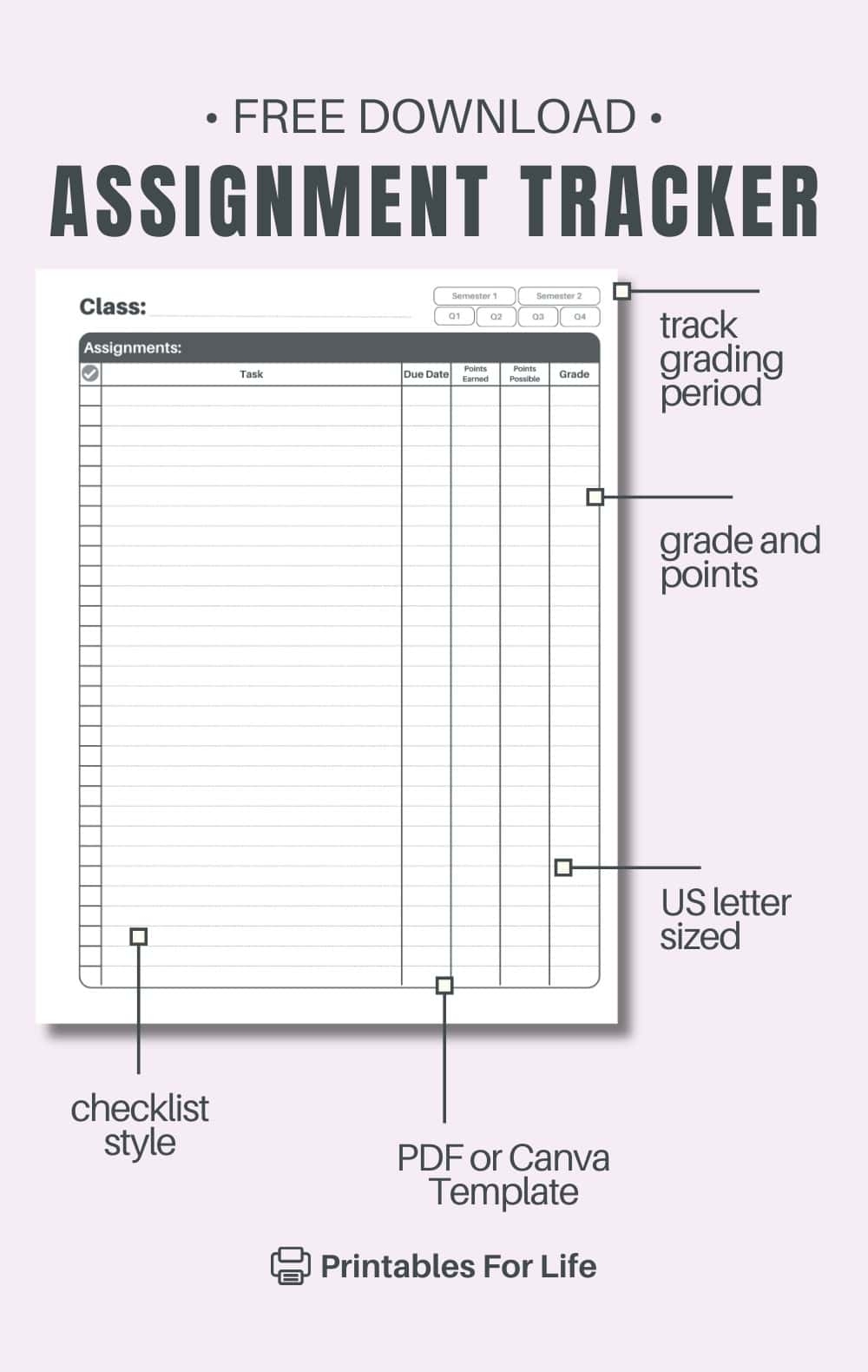 FREE Printable Assignment Sheets For Students