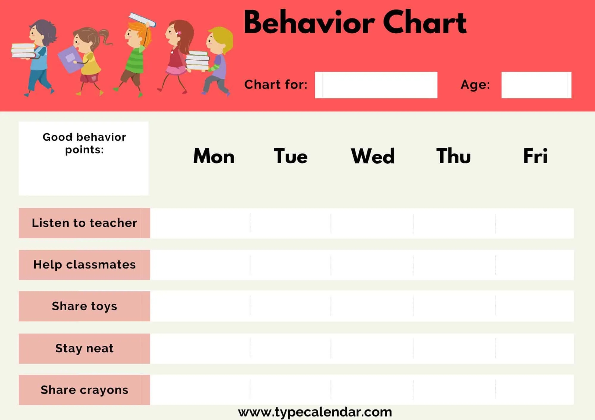 Editable Printable Blank List For Kids Behavior