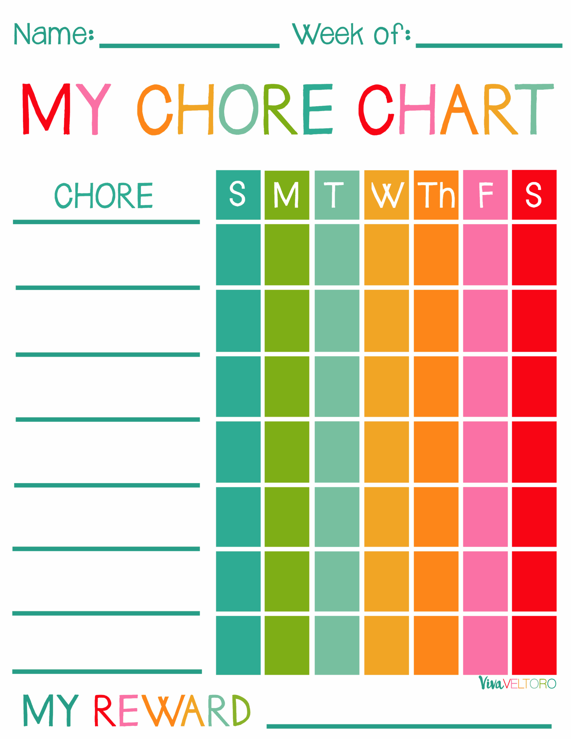 Editable Printable Chore Chart List