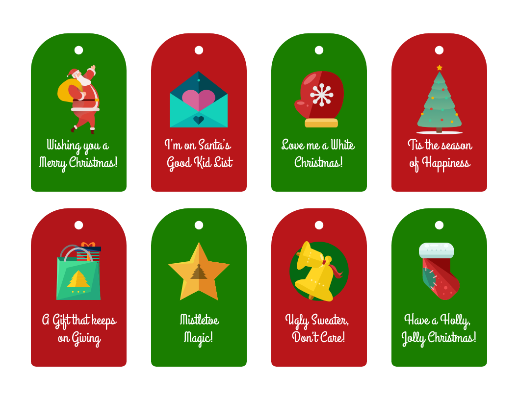 Editable Free Printable Christmas Tags Green