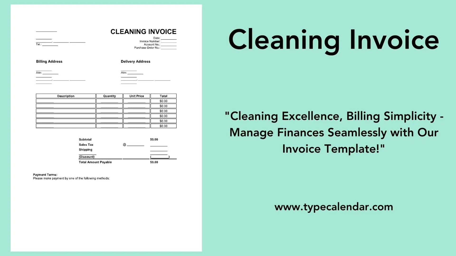 Free Printable Cleaning Invoice Templates Word Excel 