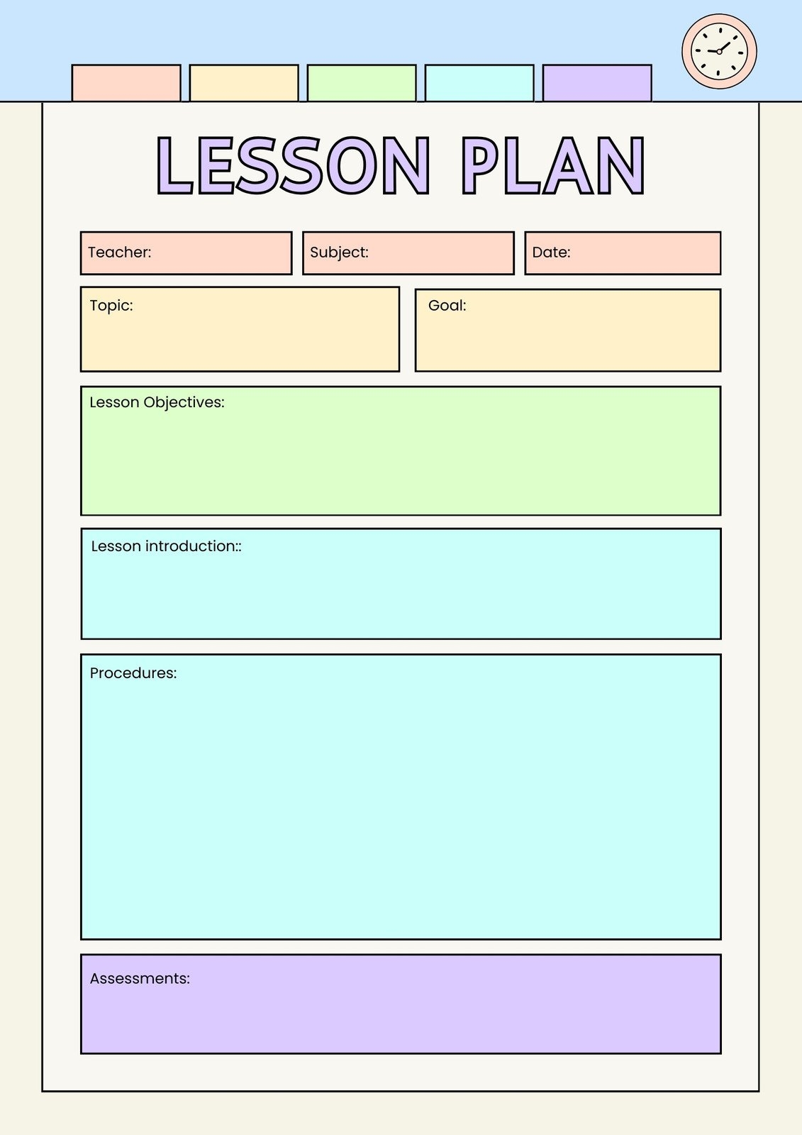 Free Printable Customizable Weekly Lesson Plan Templates Canva