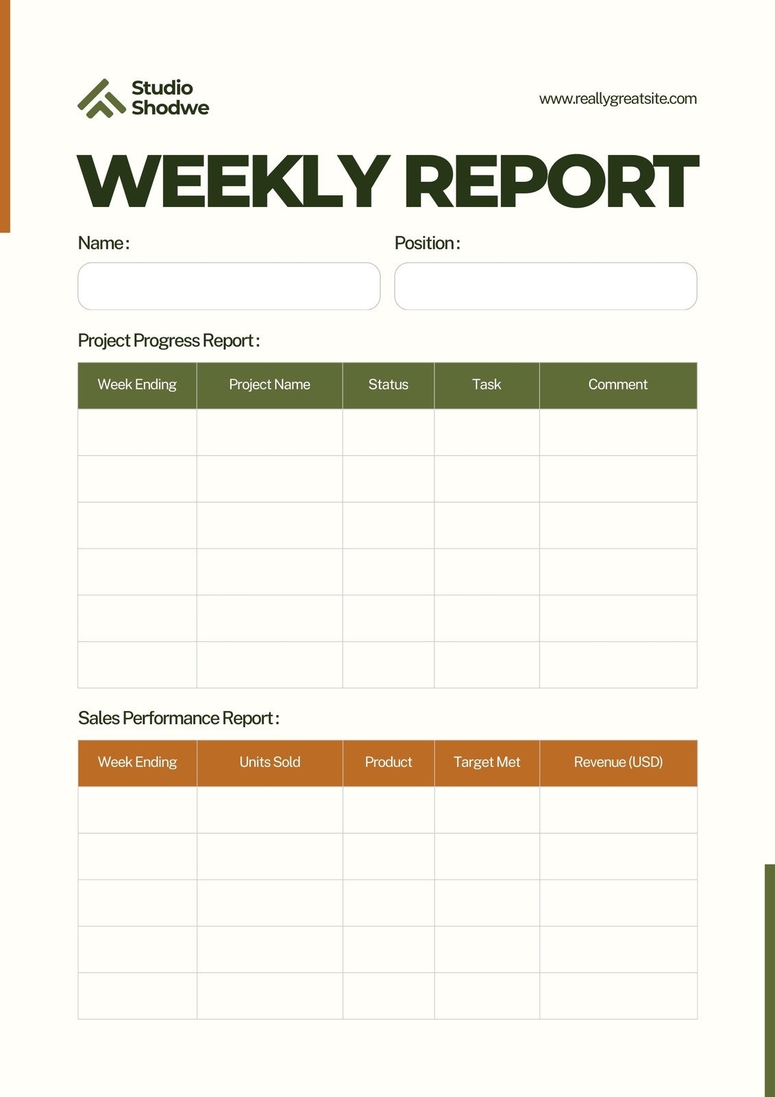 Free Printable Customizable Weekly Report Templates Canva