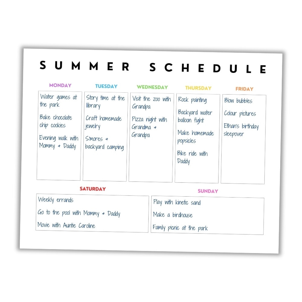Free Printable Daily Weekly Summer Schedule For Kids Bonus Summer Bucket List The Craft at Home Family