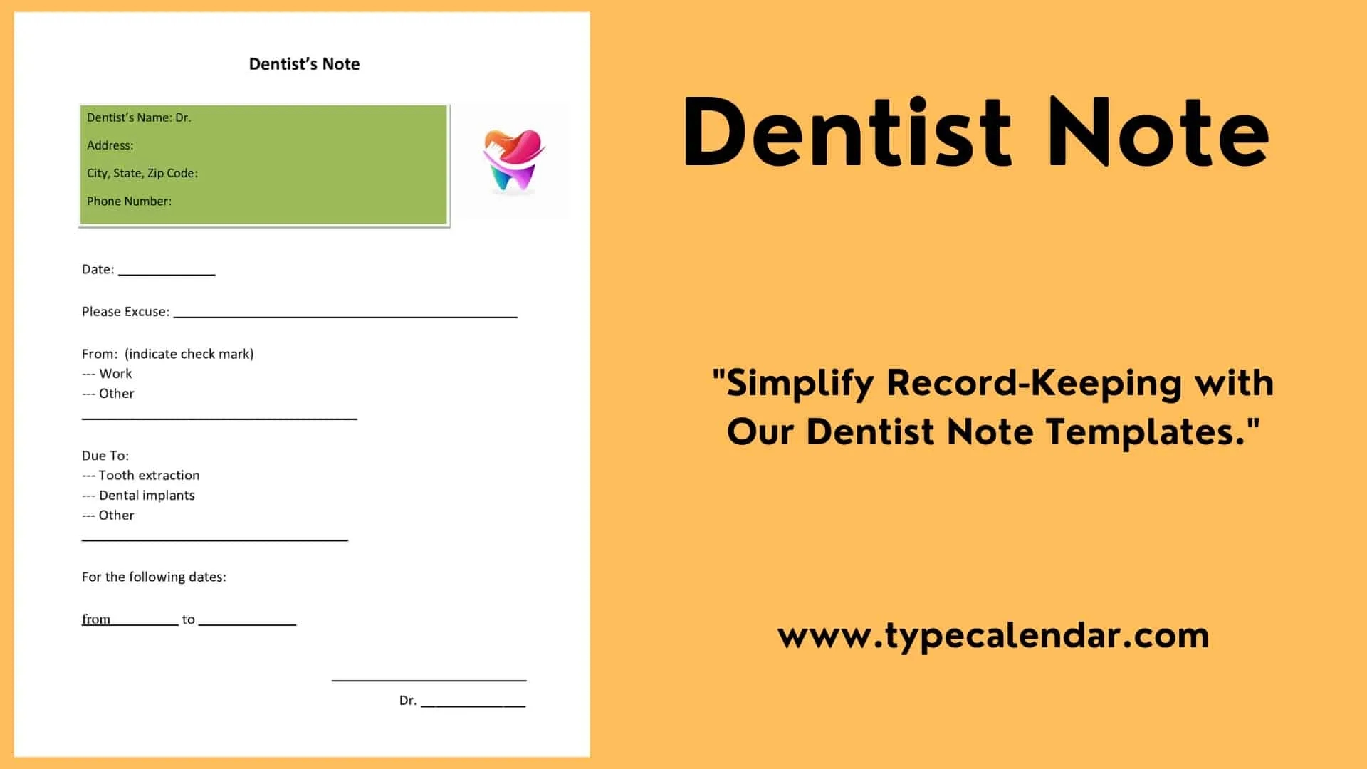 Free Printable Fake Real Dentist Note Templates PDF Word For Work School