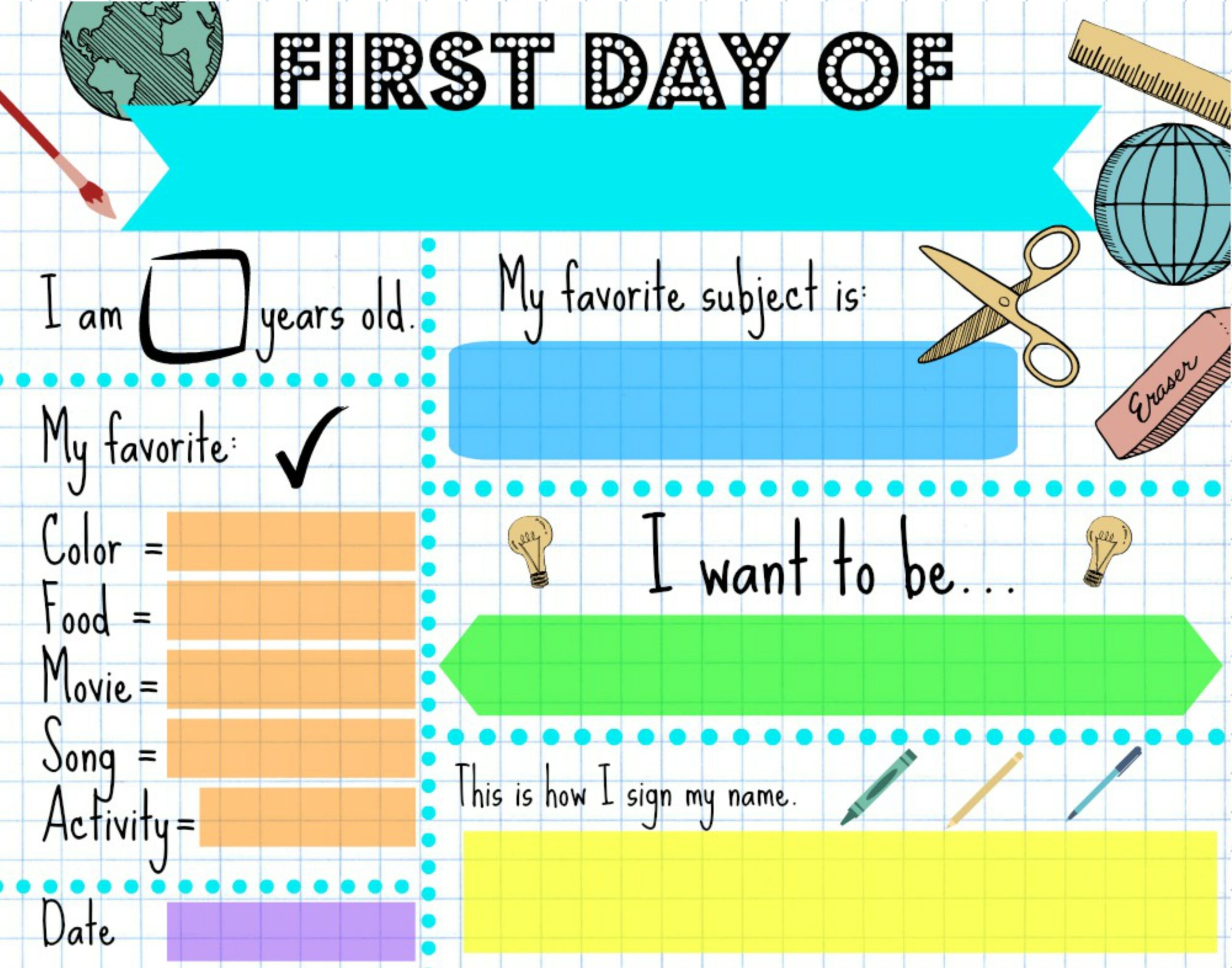 First Day Of Preschool Editable Printable