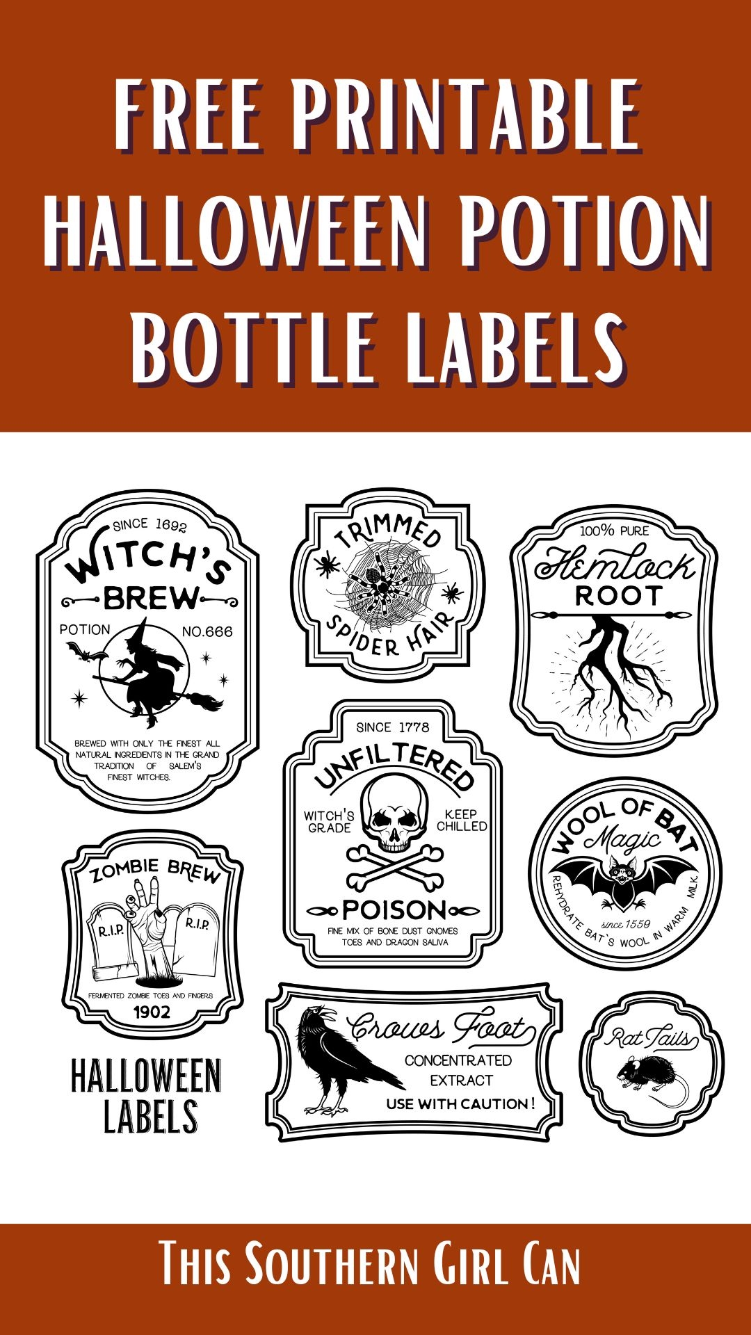 Printable And Editable Potion Labels