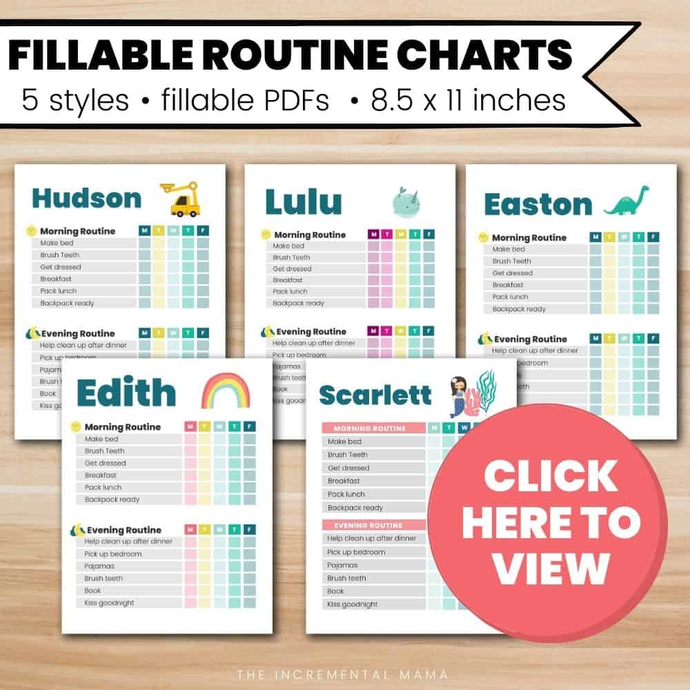 Free Printable Kid s Daily Routine Chart Template The Incremental Mama