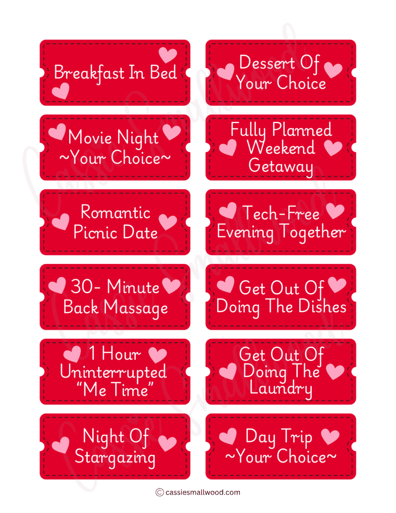 Free Printable Love Coupons Editable