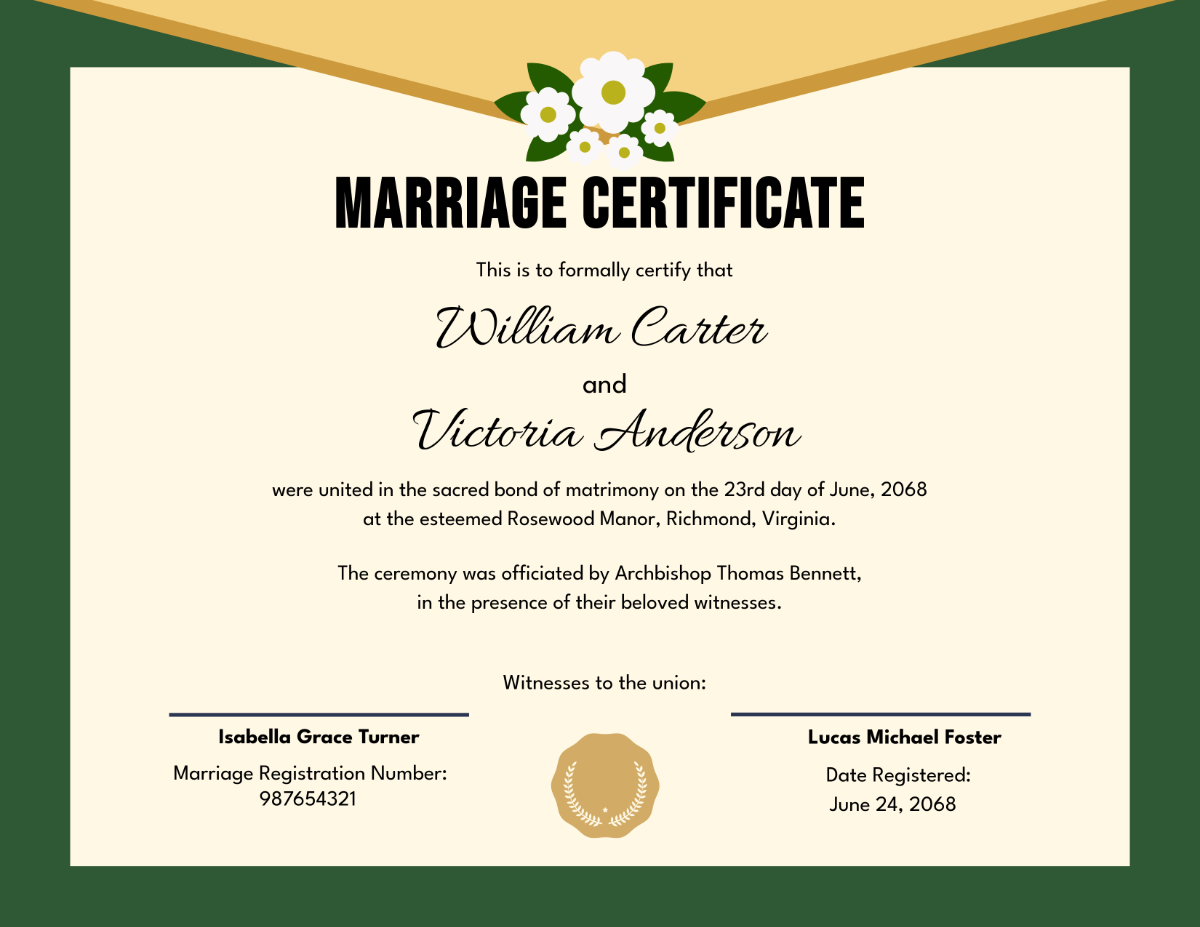 Free Printable Marriage Certificate Templates To Customize Online
