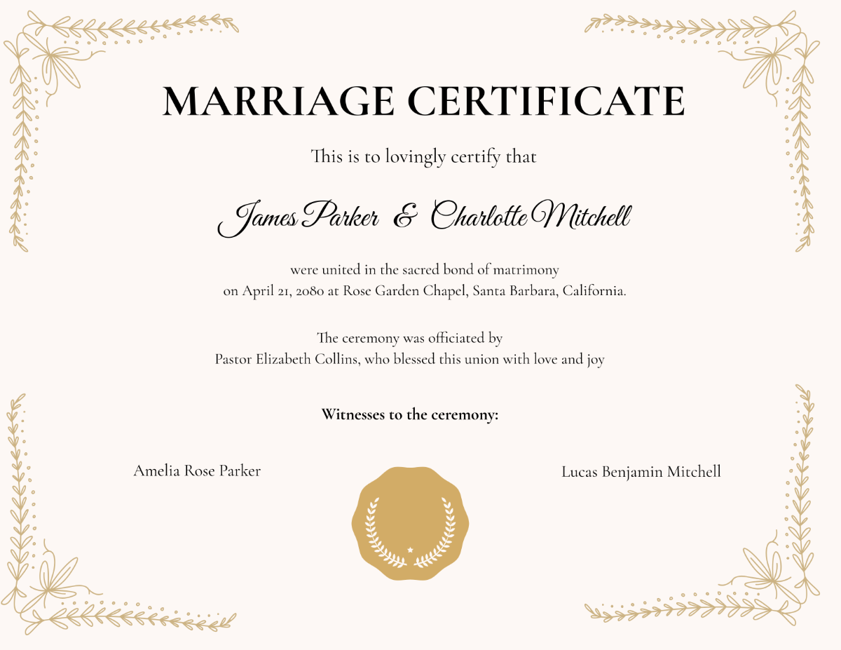 Free Printable Marriage Certificate Templates To Customize Online
