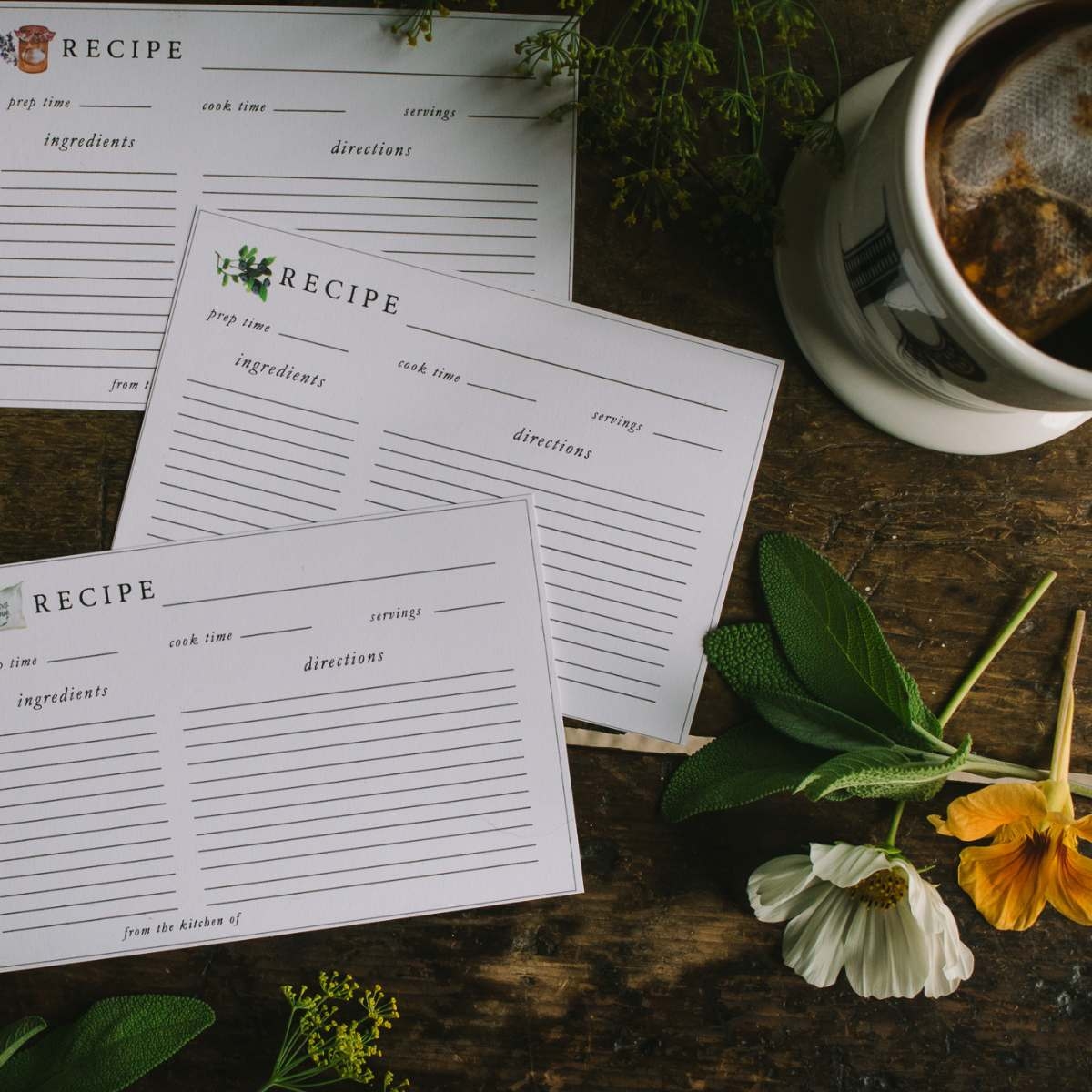 Free Printable Recipe Card Template 6 Vintage Designs 