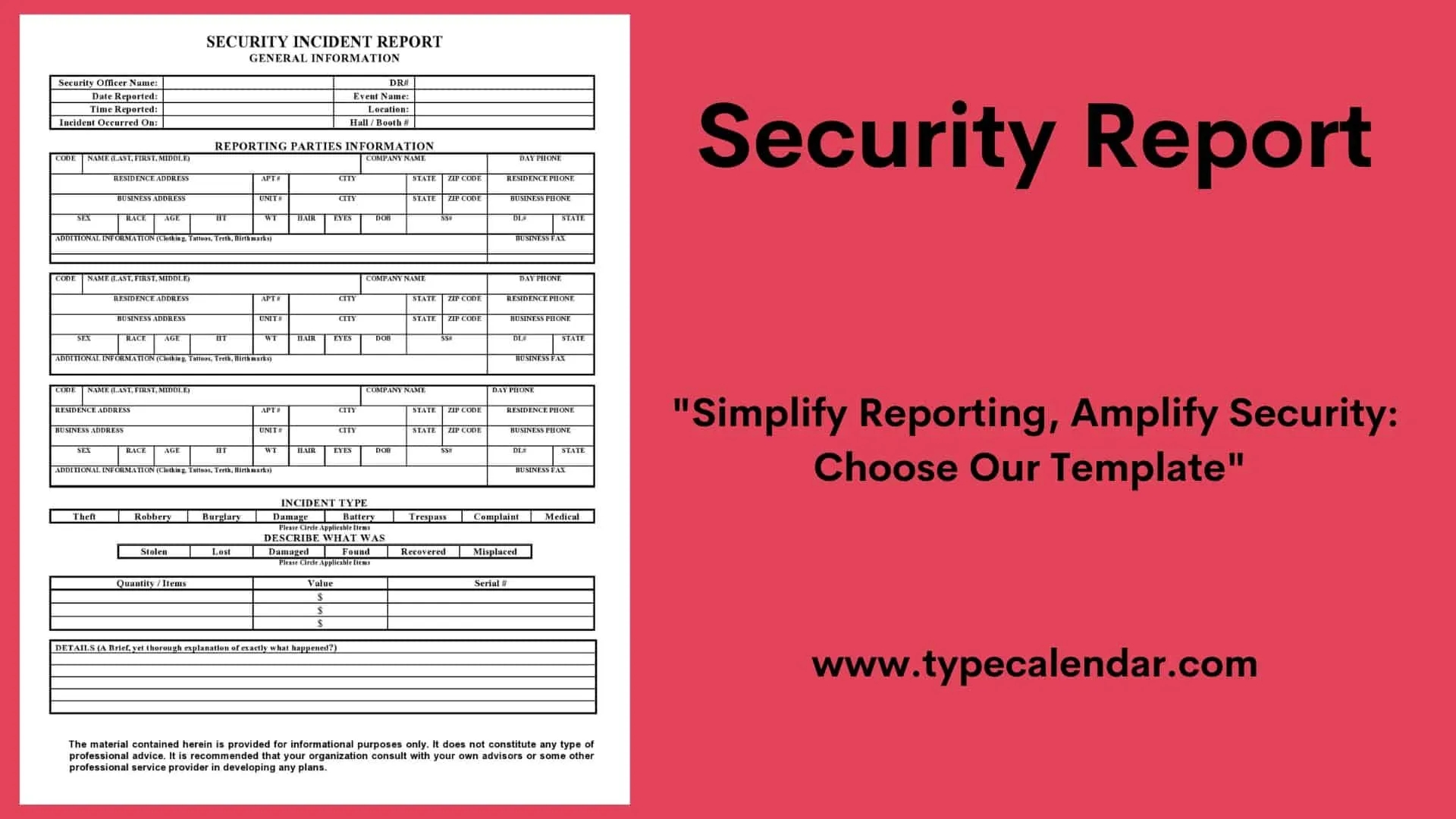 Free Printable Security Report Templates PDF Word Excel 