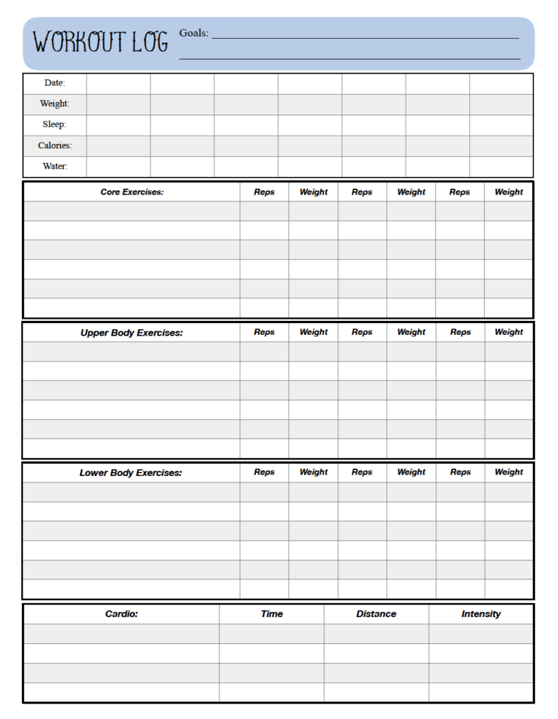 Editable Exercise Chart Printable Free