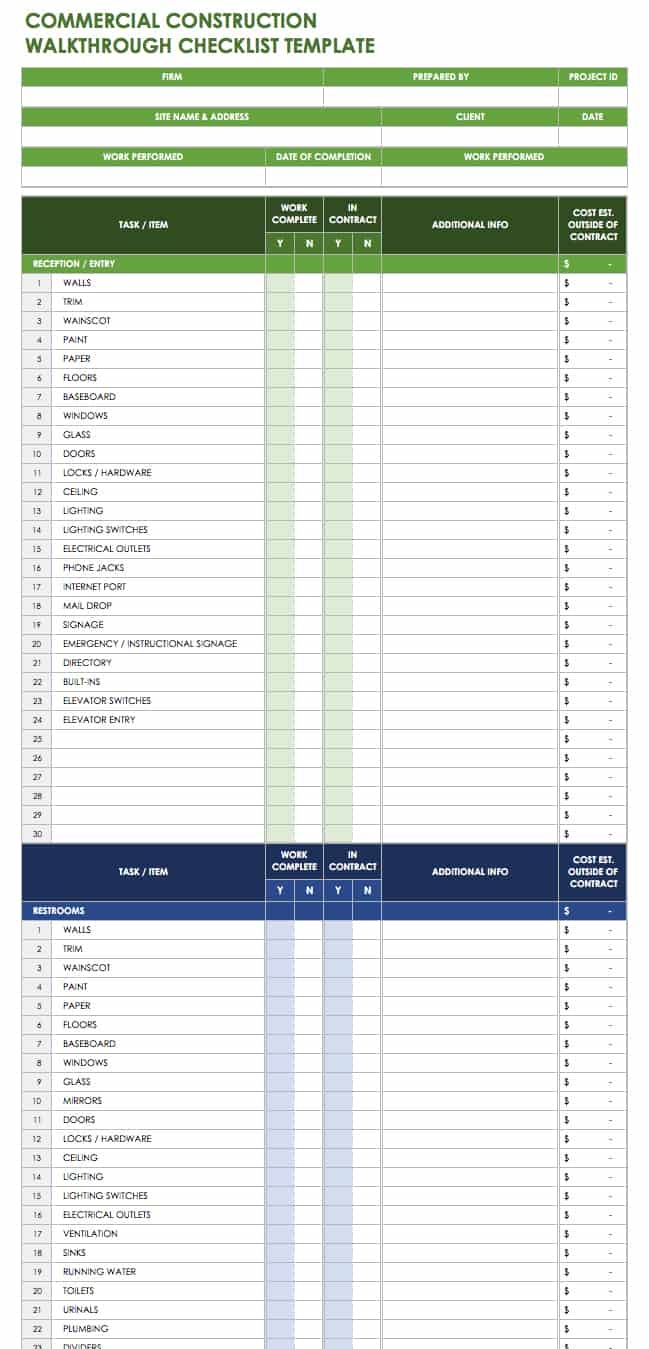 Building Maintenace Printable Editable Checklist Template Free