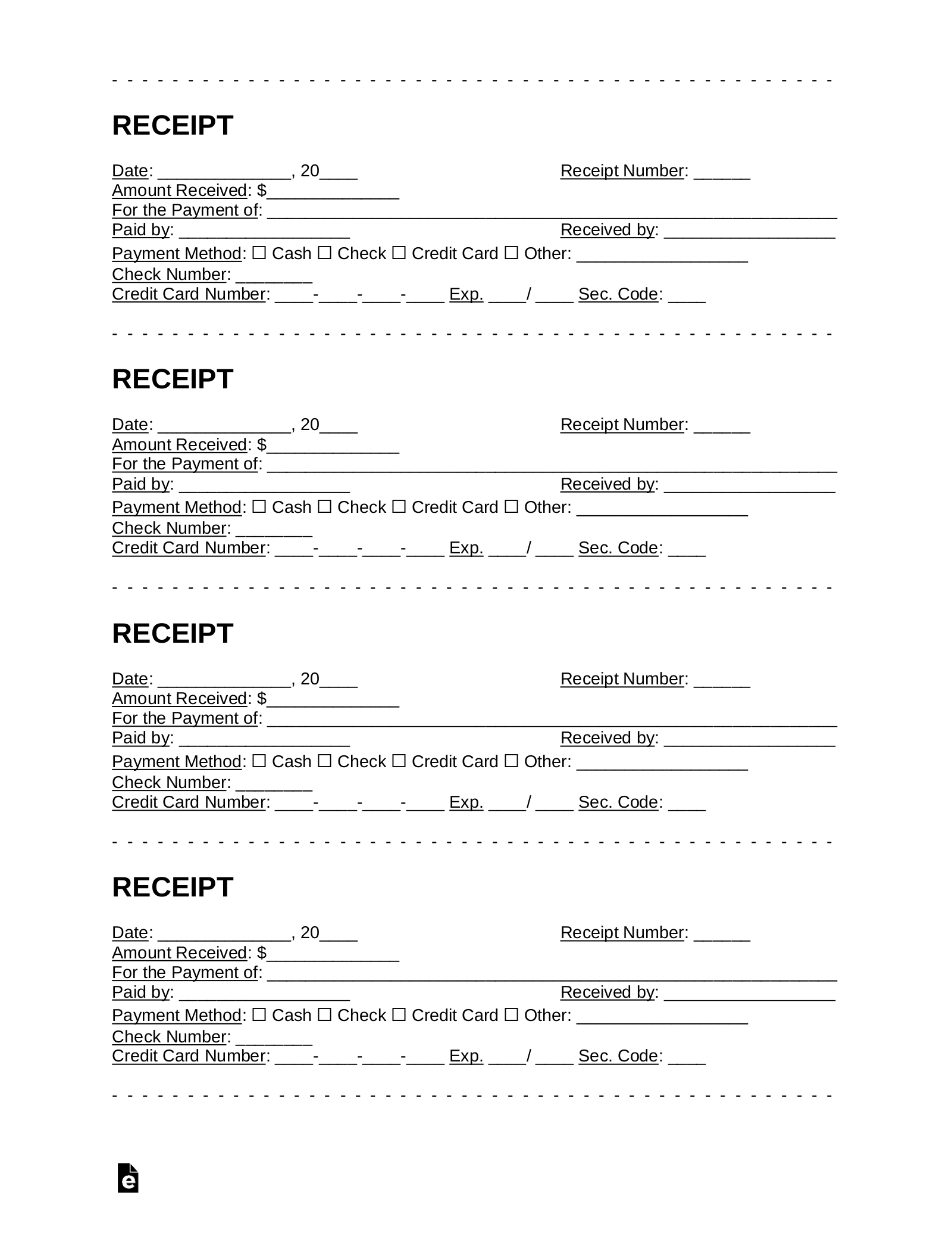 Editable Printable Editable Receipt Template