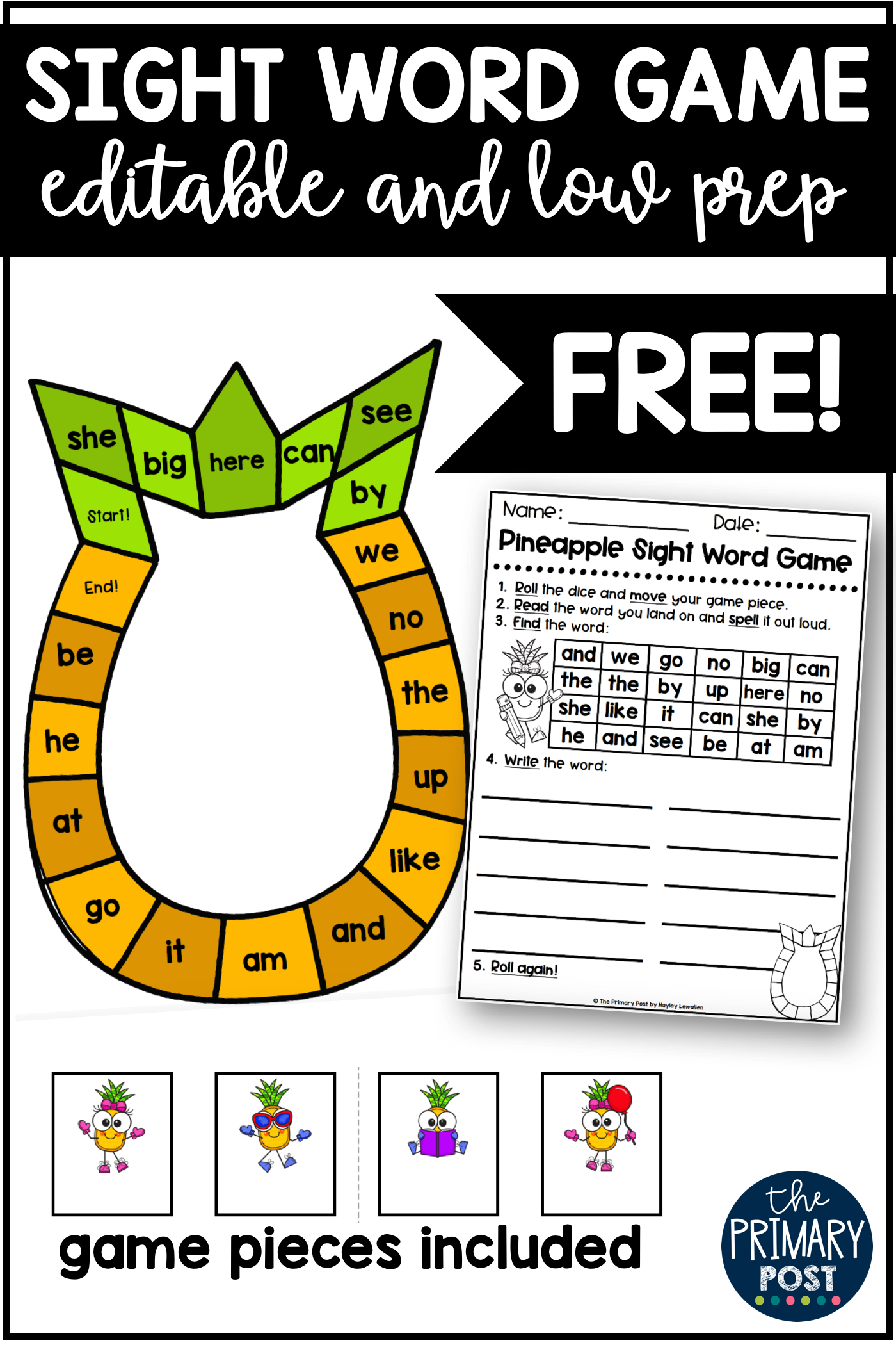 FREE Sight Word Game The Primary Post