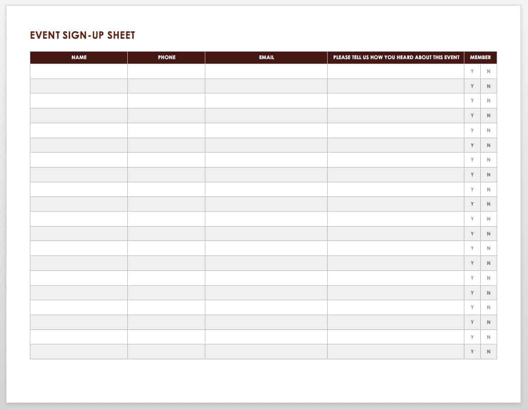 Bussiness Meeting Printable And Editable Sign Up Sheet