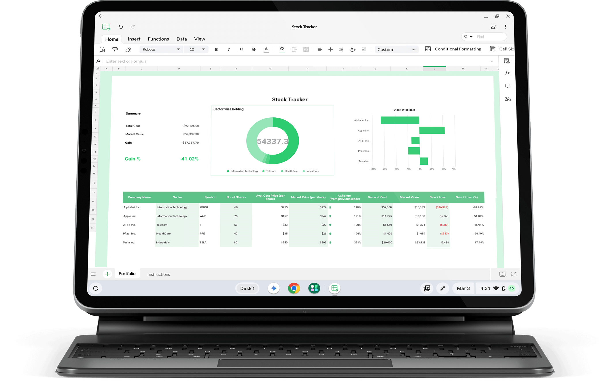 Free Spreadsheet App For Chromebook Zoho Sheet