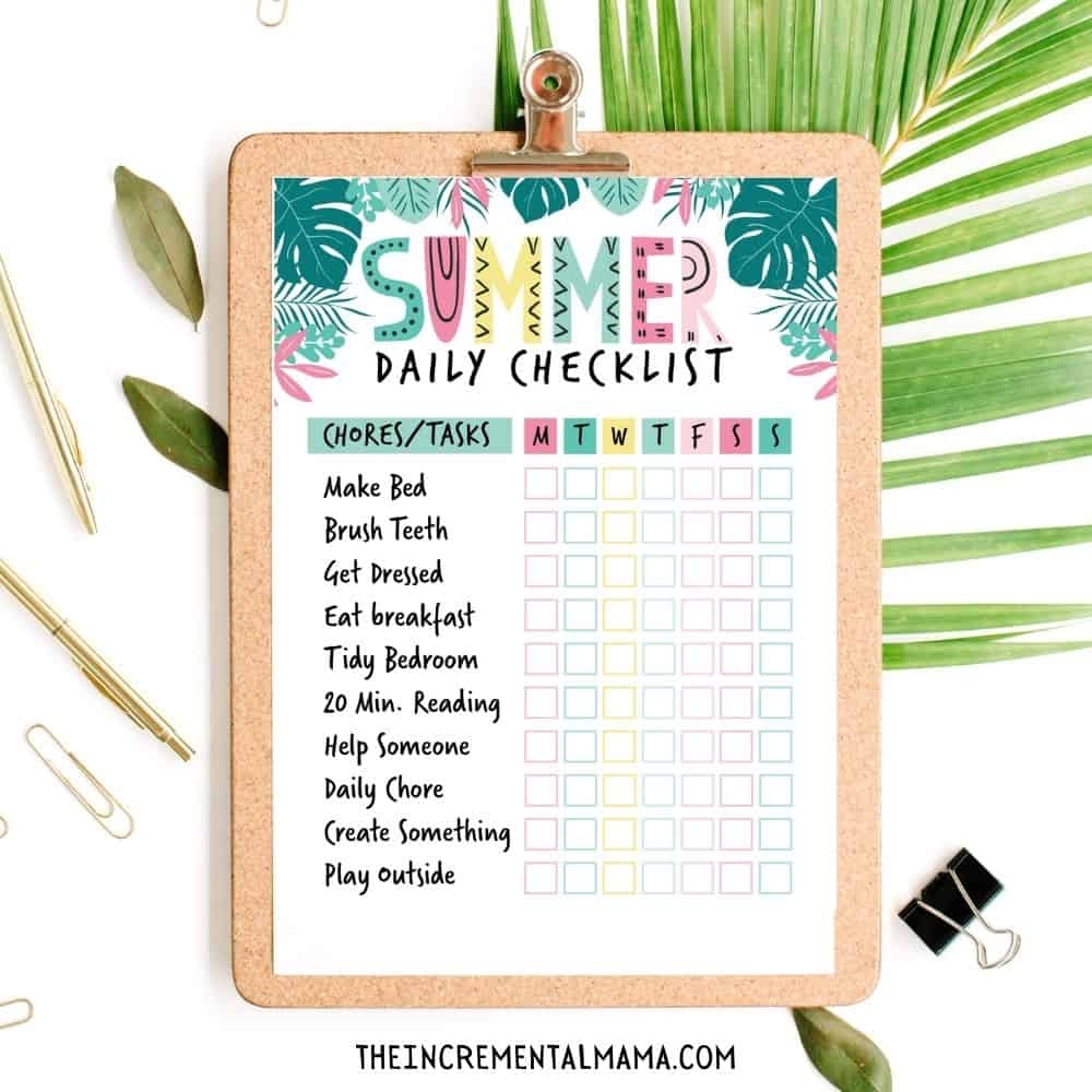 Free Editable Printable Summer Chore Chart To Earn Screen Time