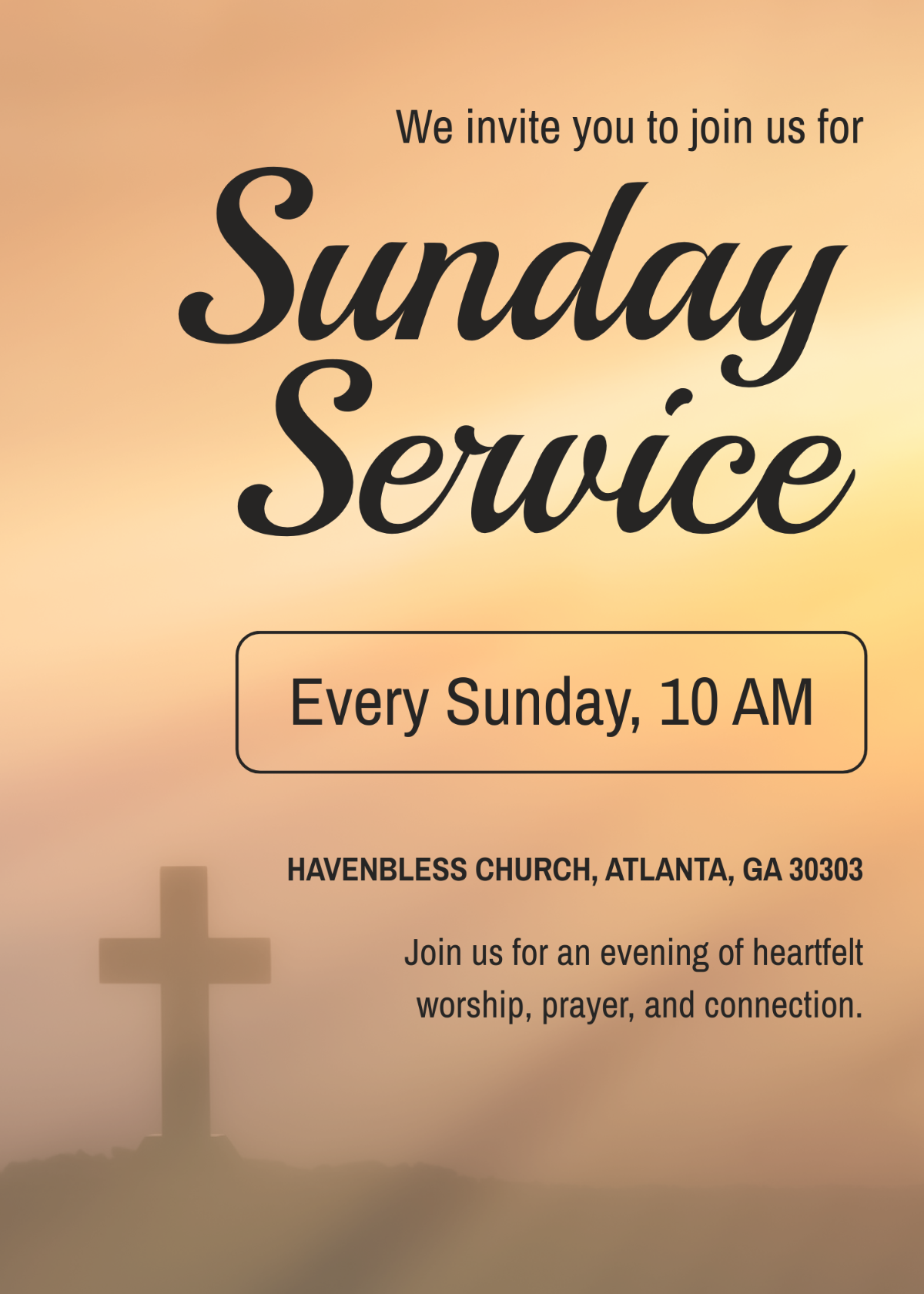 Free Sunday Service Church Invitation Template To Edit Online