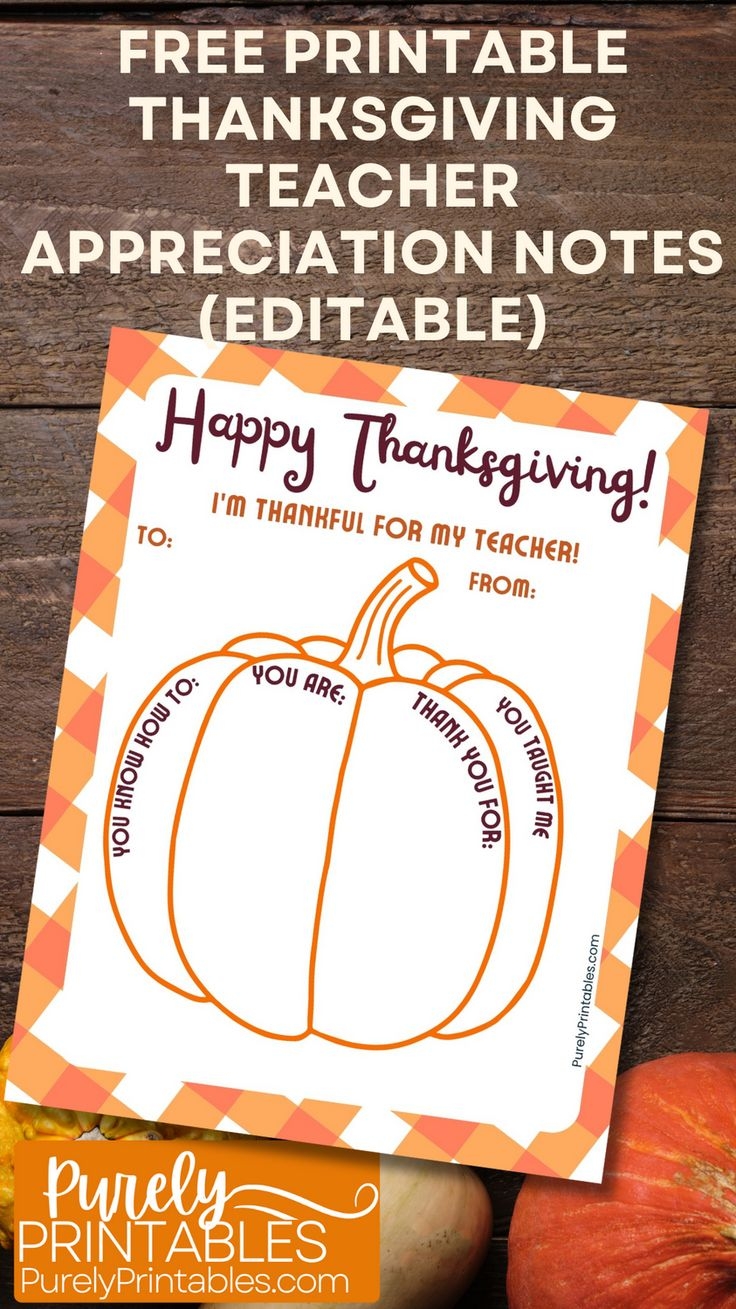 Edit Printable Thanksgiving From Teachers