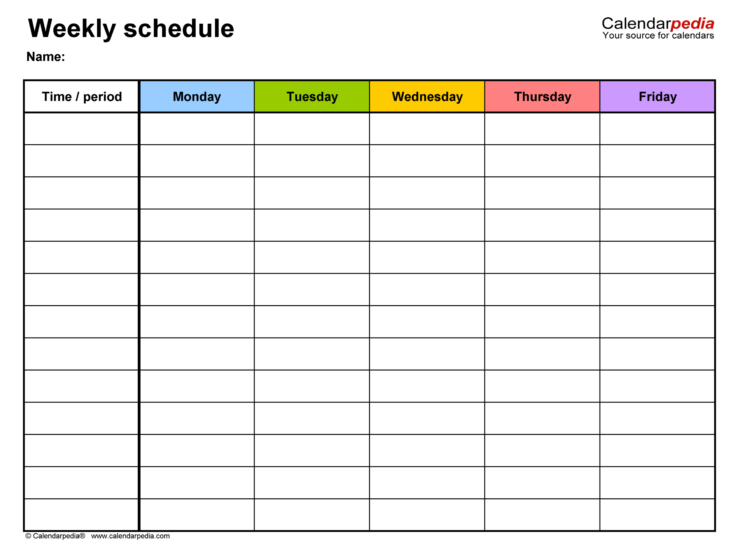 Weekly Schedule Template Printable Editable