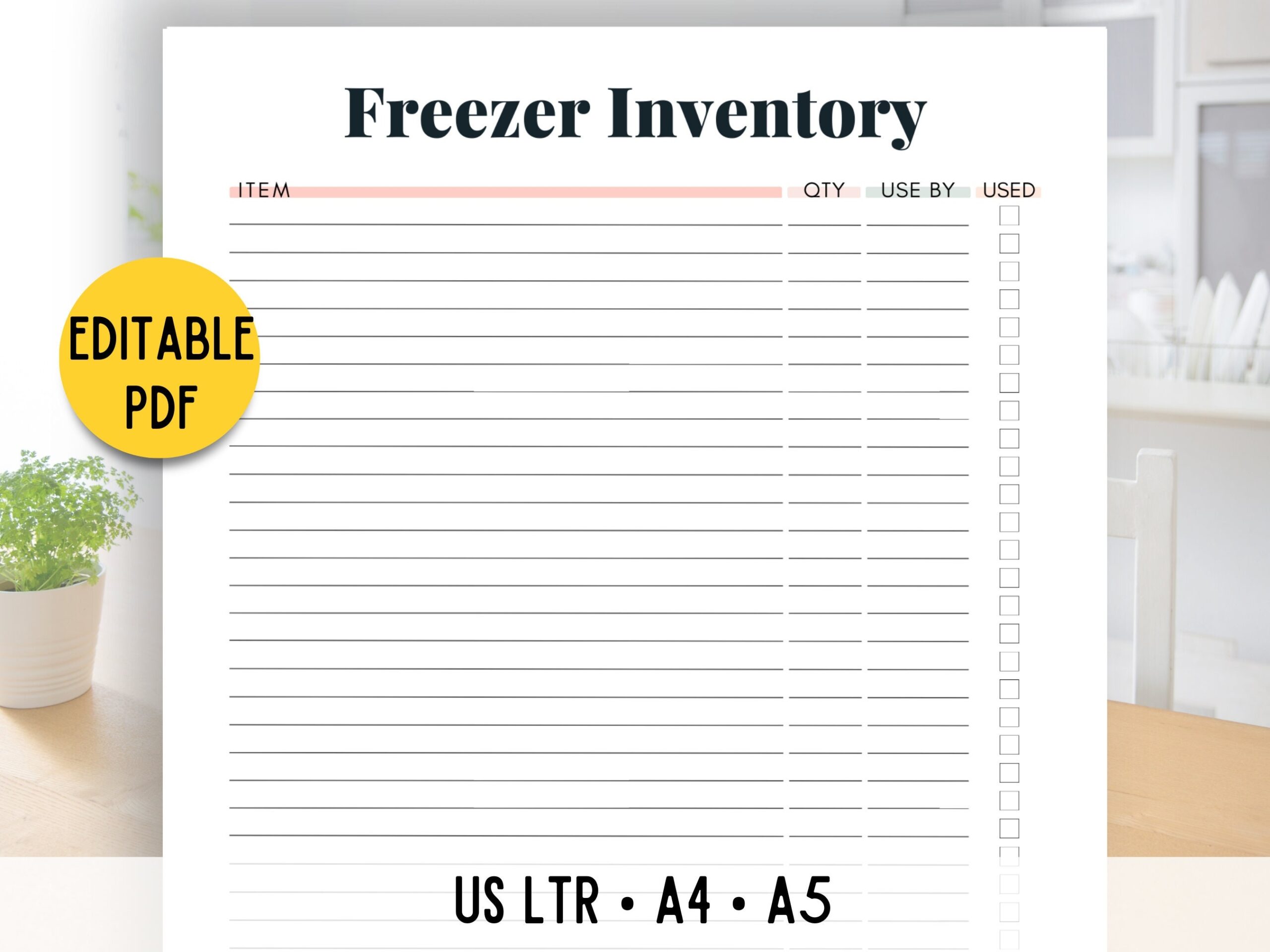 Freezer Inventory Printable Food Tracker Template Editable Inventory List Freezer List Food Inventory Kitchen Inventory Etsy