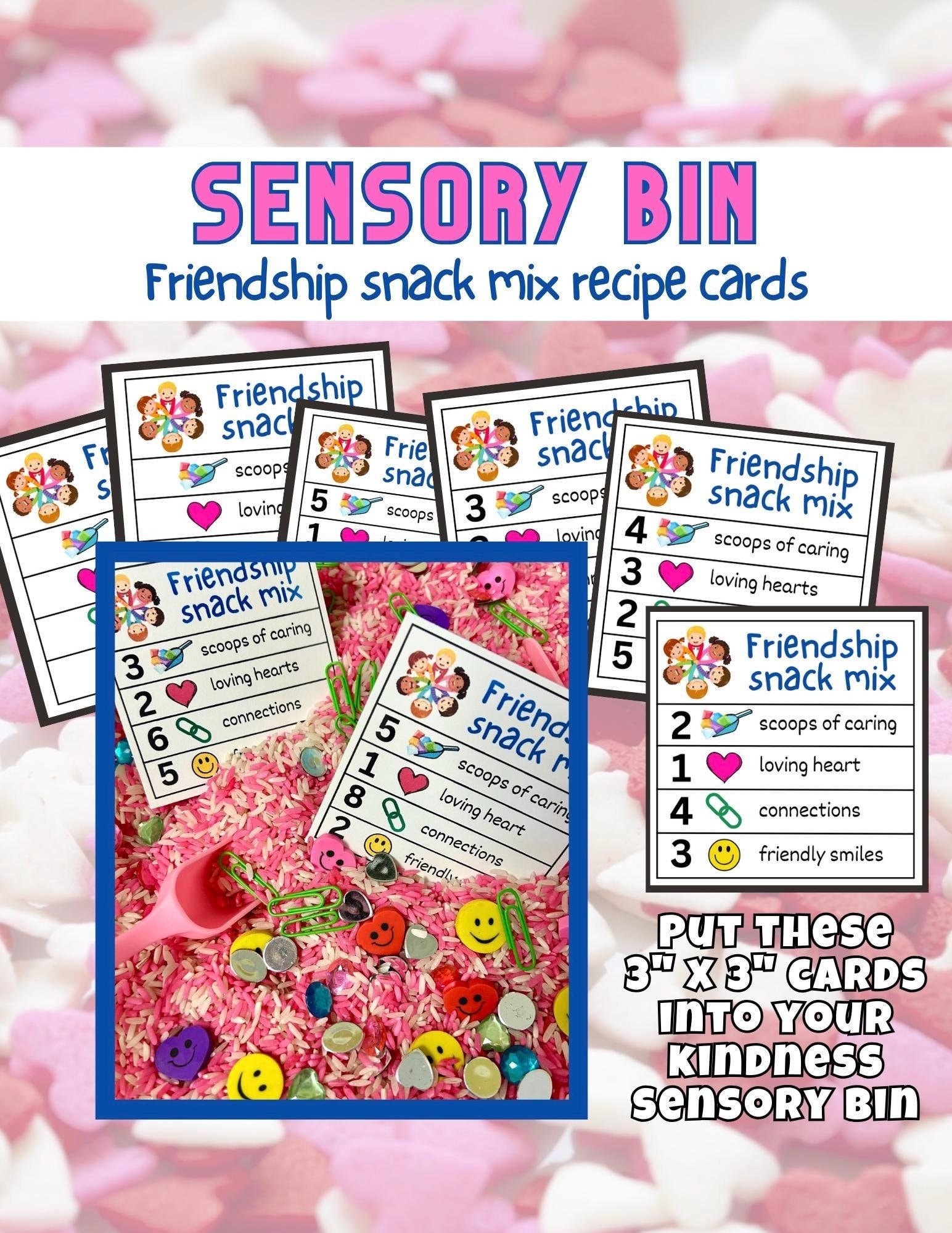 Friendship Snack Mix Recipe Cards For Preschool Sensory Bin Etsy