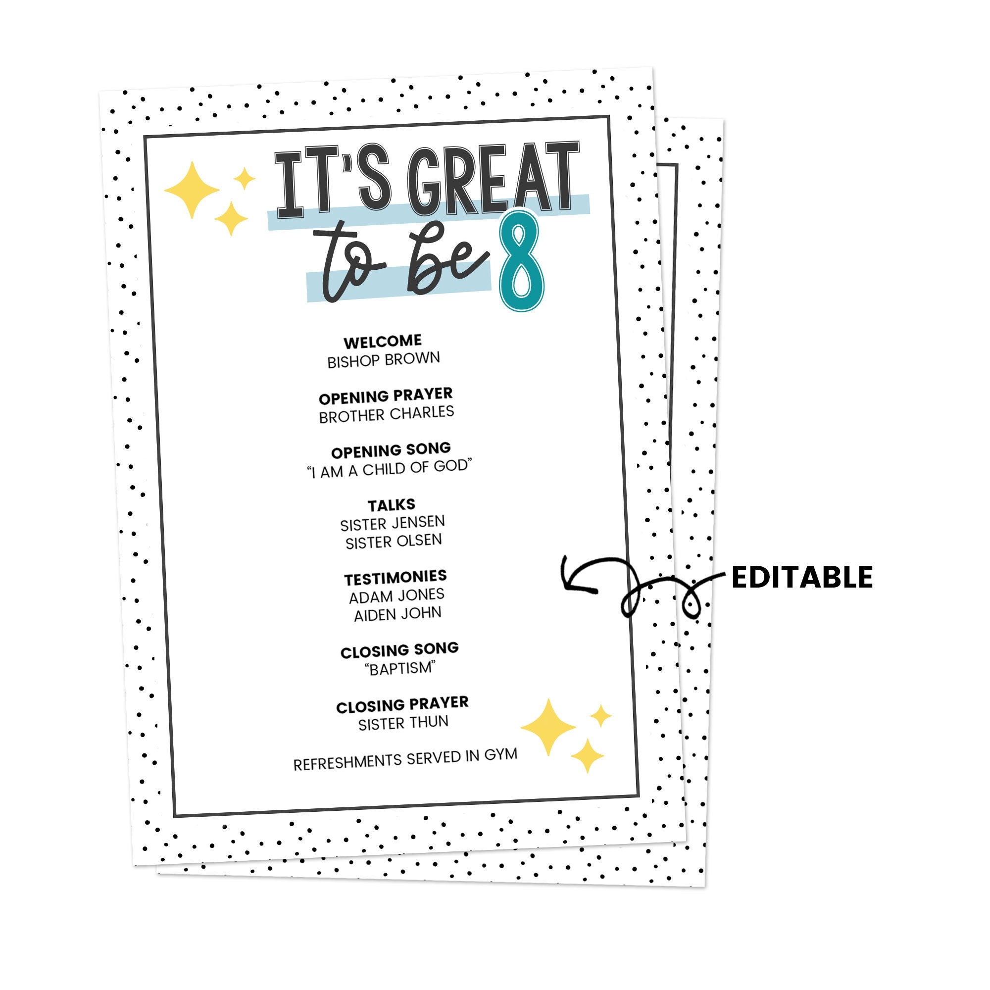 Great To Be 8 Invitation Great To Be 8 Program Primary Baptism Preview Great To Be Eight Great To Be 8 Printable LDS Baptism Etsy