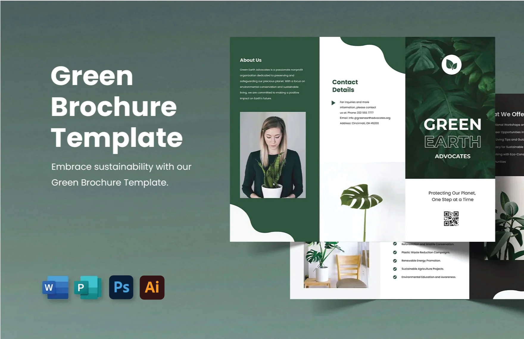 Green Brochure Template In Word Publisher PSD Illustrator Download Template