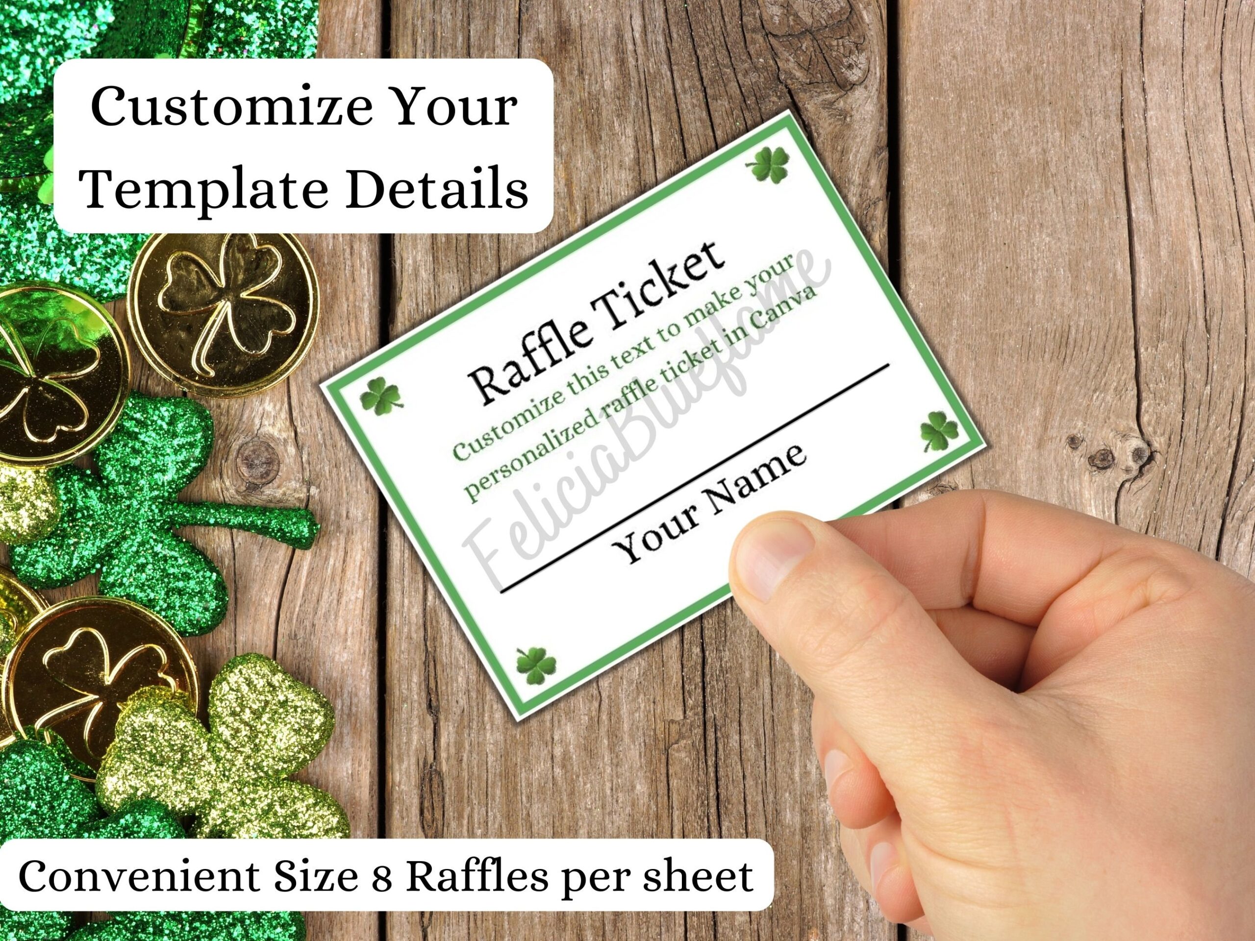 Green Ticket Raffle Template Raffle Ticket Sheet Editable Tickets Ticket Template Printable DIY Event Ticket Saint Patrick s Day Etsy