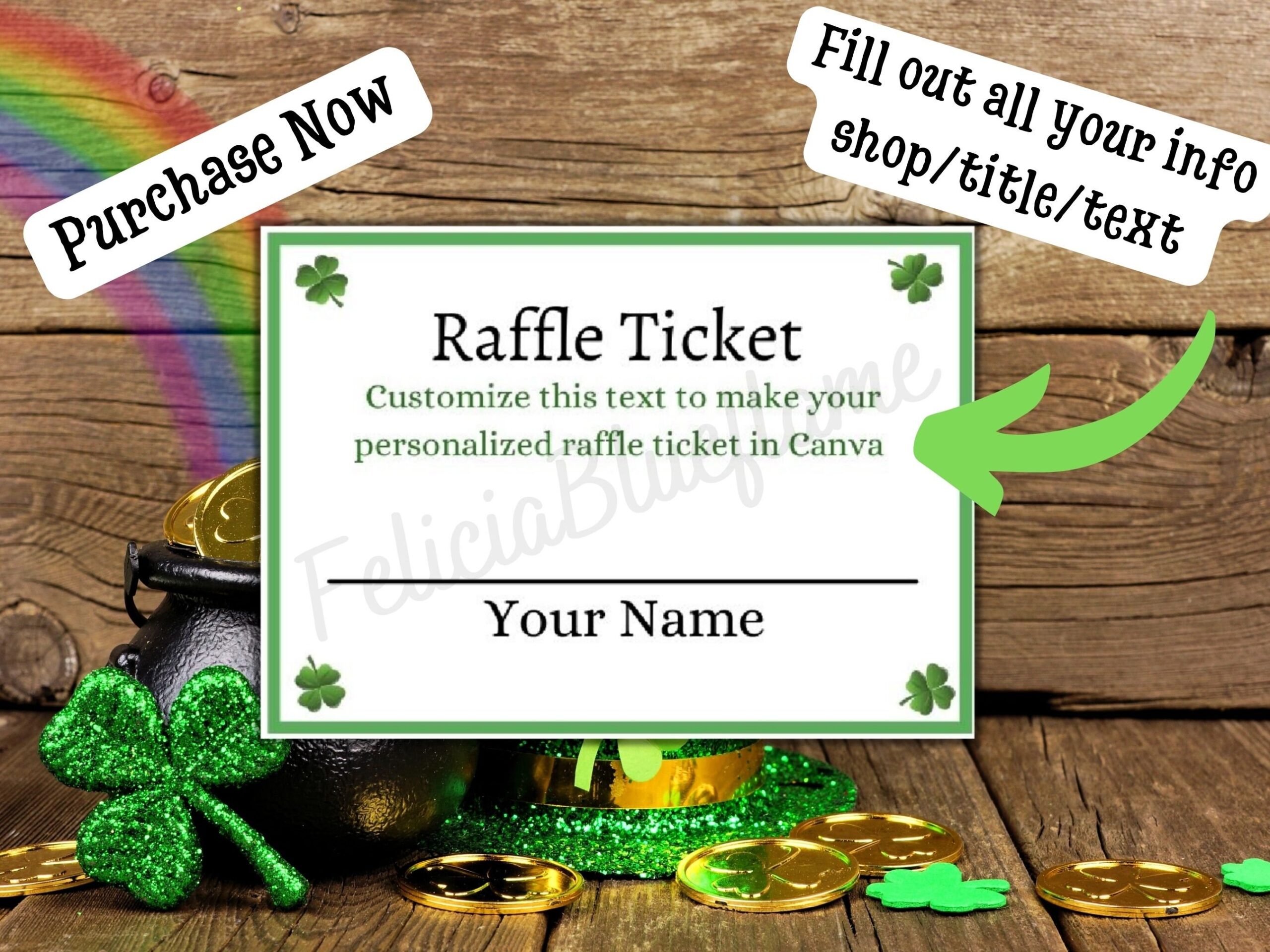 Green Ticket Raffle Template Raffle Ticket Sheet Editable Tickets Ticket Template Printable DIY Event Ticket Saint Patrick s Day Etsy