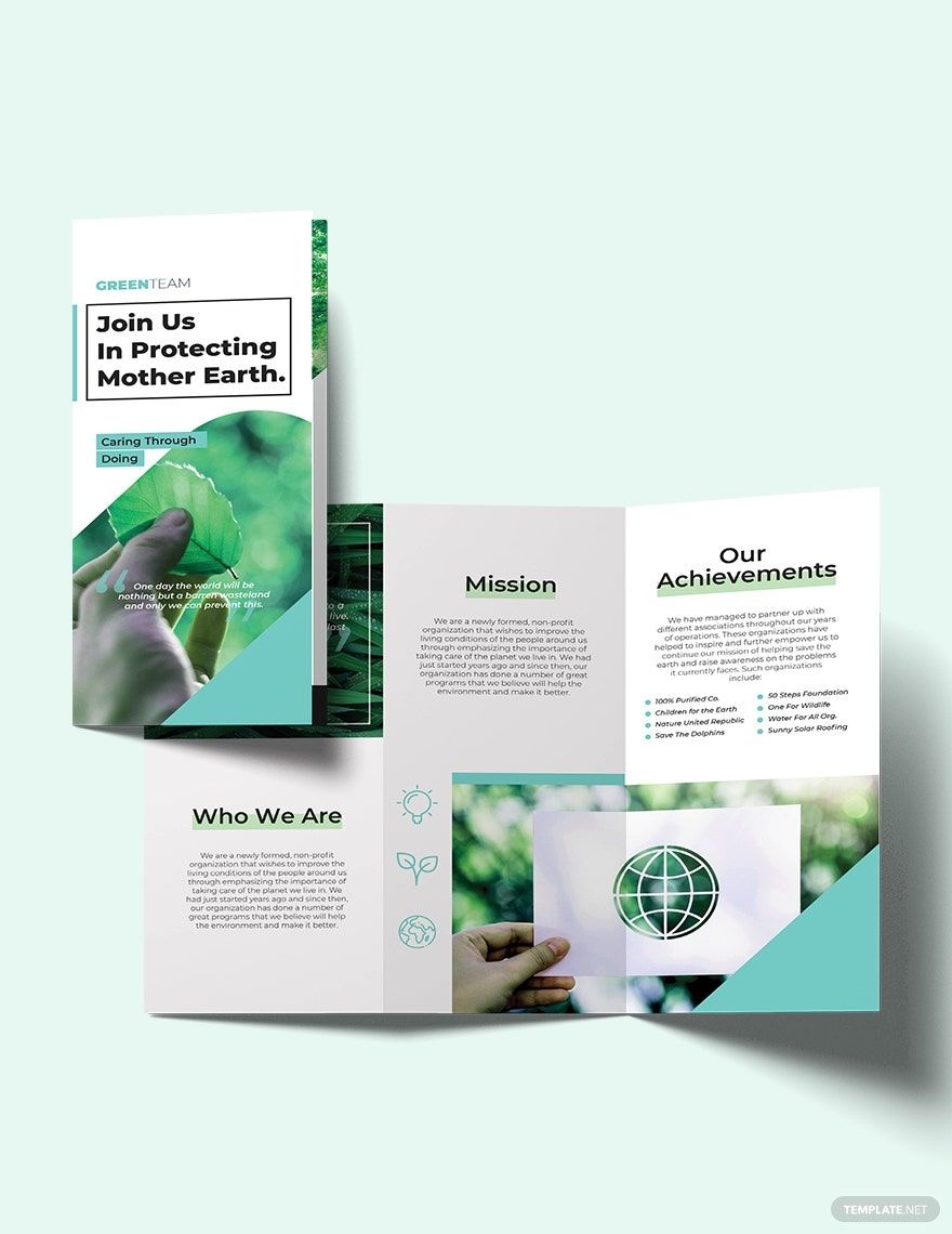 Green Tri Fold Brochure Template In PSD Publisher Illustrator Pages InDesign Word Google Docs Download Template