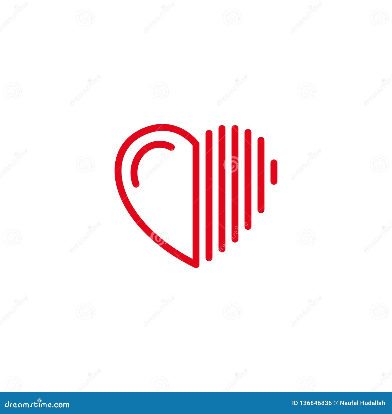 Half Love With Lines On The Sides Icon Simple Heart Illustration Line Style Logo Template Design Stock Illustration Illustration Of Line Heart 136846836