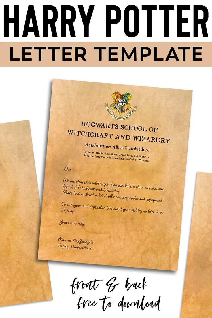 Harry Potter Letter Template Free Printable Hogwarts Acceptance Letter