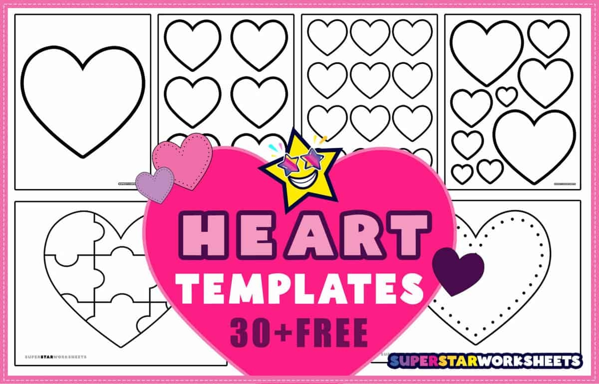 Heart Template Free Printables Superstar Worksheets