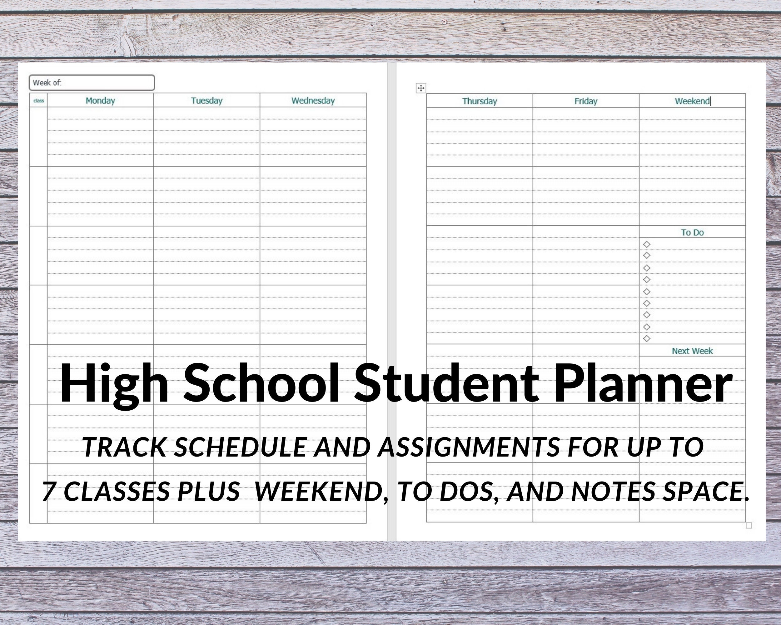 Printable High School Homeschool Editable Student Planner