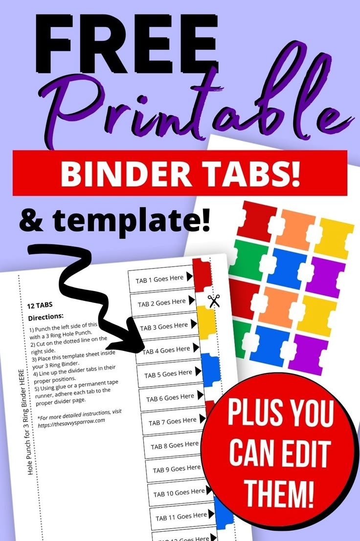 How To Make Binder Divider Tabs For Organization Free Printable DIY Binder Tab Template Tutorial
